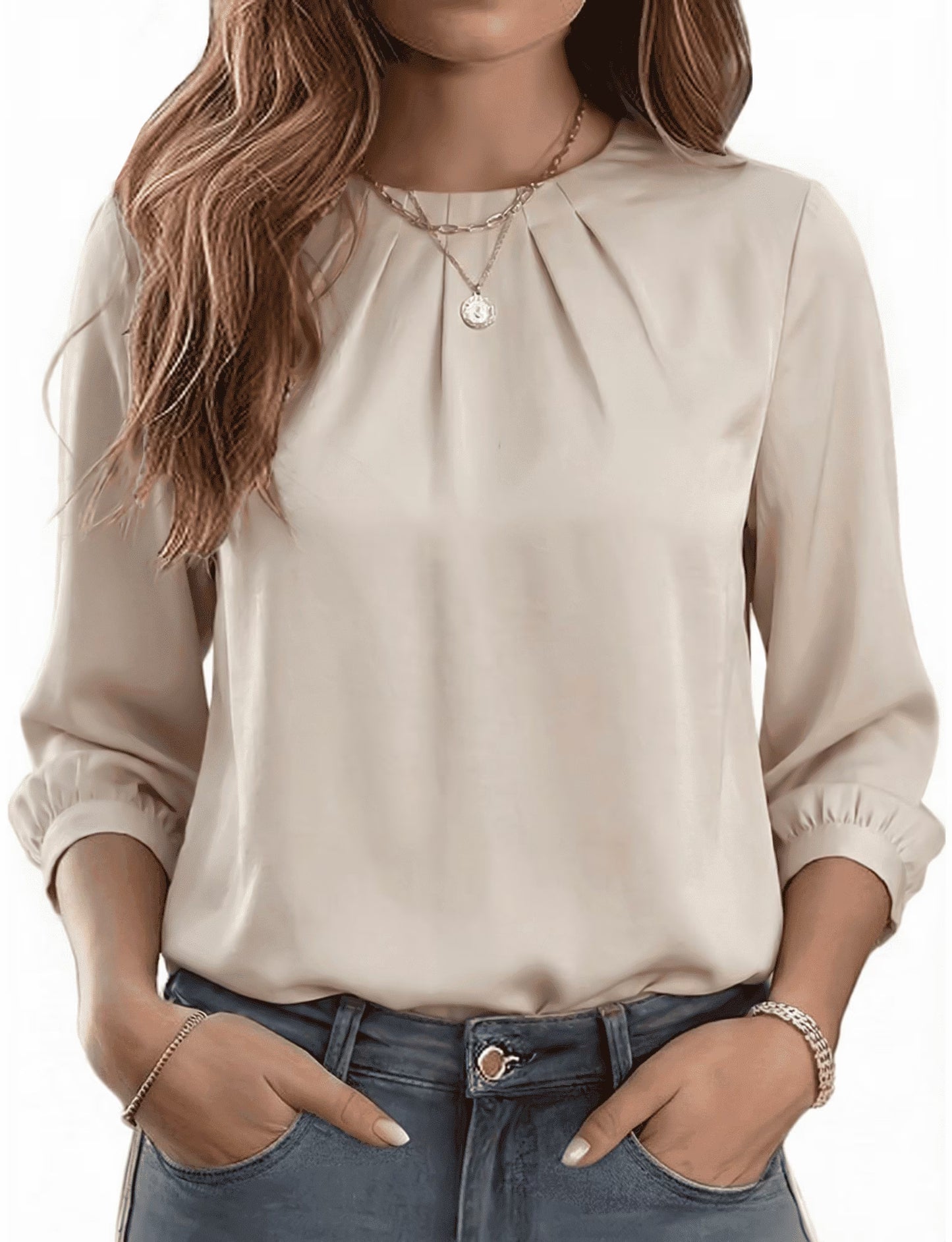 SOMER Button Down Shirts for Womens Tops Blouses for Women Dressy Casual Silky Printed Wrinkle-Resistant Long Sleeve Shirts Trendy Fashion Clothing