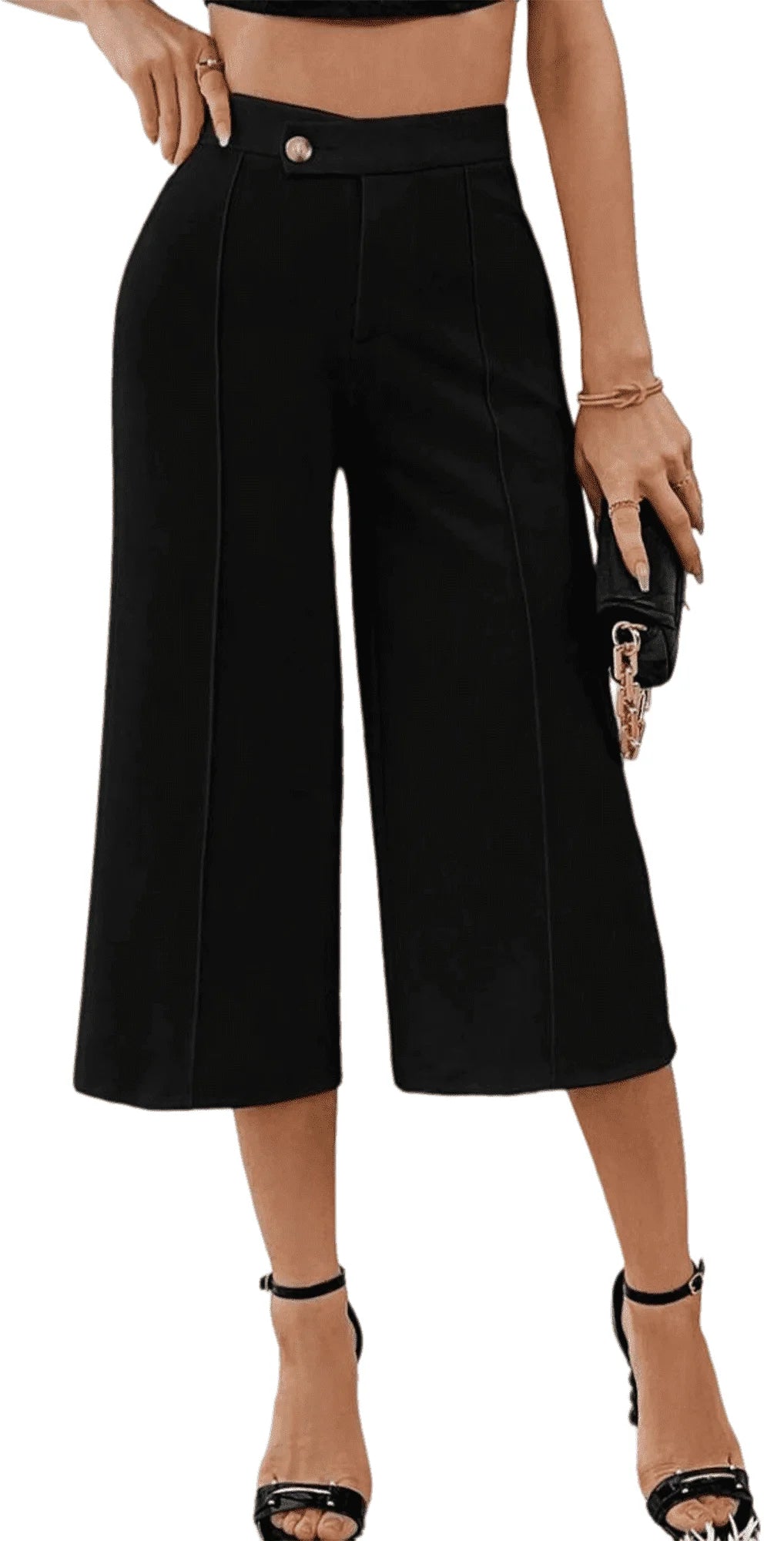 SOMER Linen Pants Women Wide Leg Cropped Capri Pants for Women with Drawstring High Waist Loose Fit Summer Beach Trousers with Pockets, Apricot