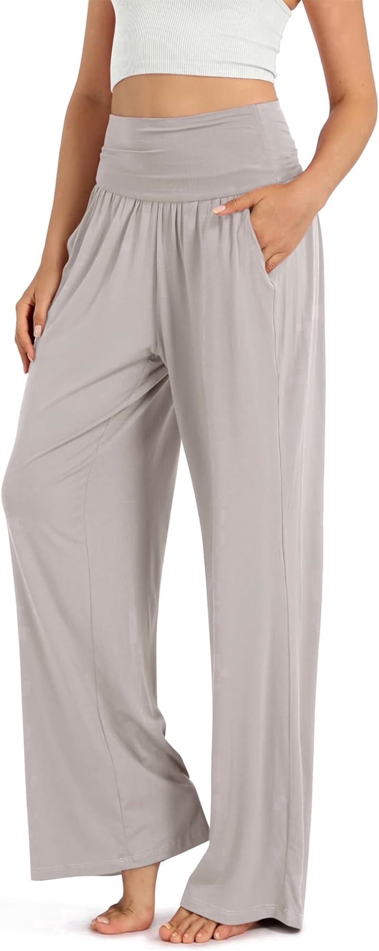 SOMER Wide Leg Pants for Women Cropped Sweatpants Flowy Palazzo Dresses Yoga Pants Athleisure Work Lounge Pants Comfy Casual with Drawstring Pocket Black