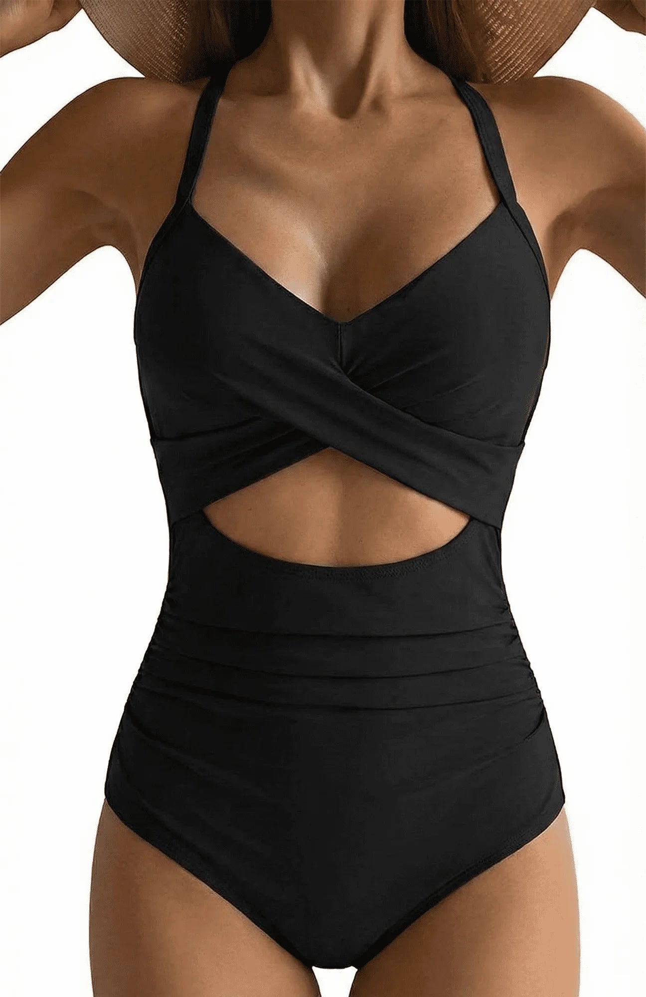SOMER Women's One Piece Swimsuits Tummy Control Cutout High Waisted Bathing Suit Wrap Tie Back 1 Piece Swimsuit