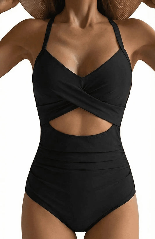 SOMER Women's One Piece Swimsuits Tummy Control Cutout High Waisted Bathing Suit Wrap Tie Back 1 Piece Swimsuit
