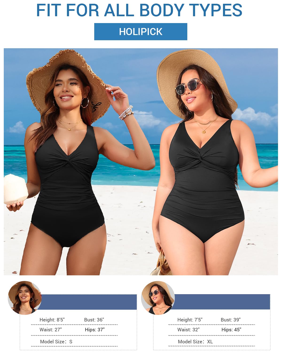 SOMER Women Tummy Control One Piece Swimsuit - Push Up Bathing Suit Full Coverage Slimming Swimwear