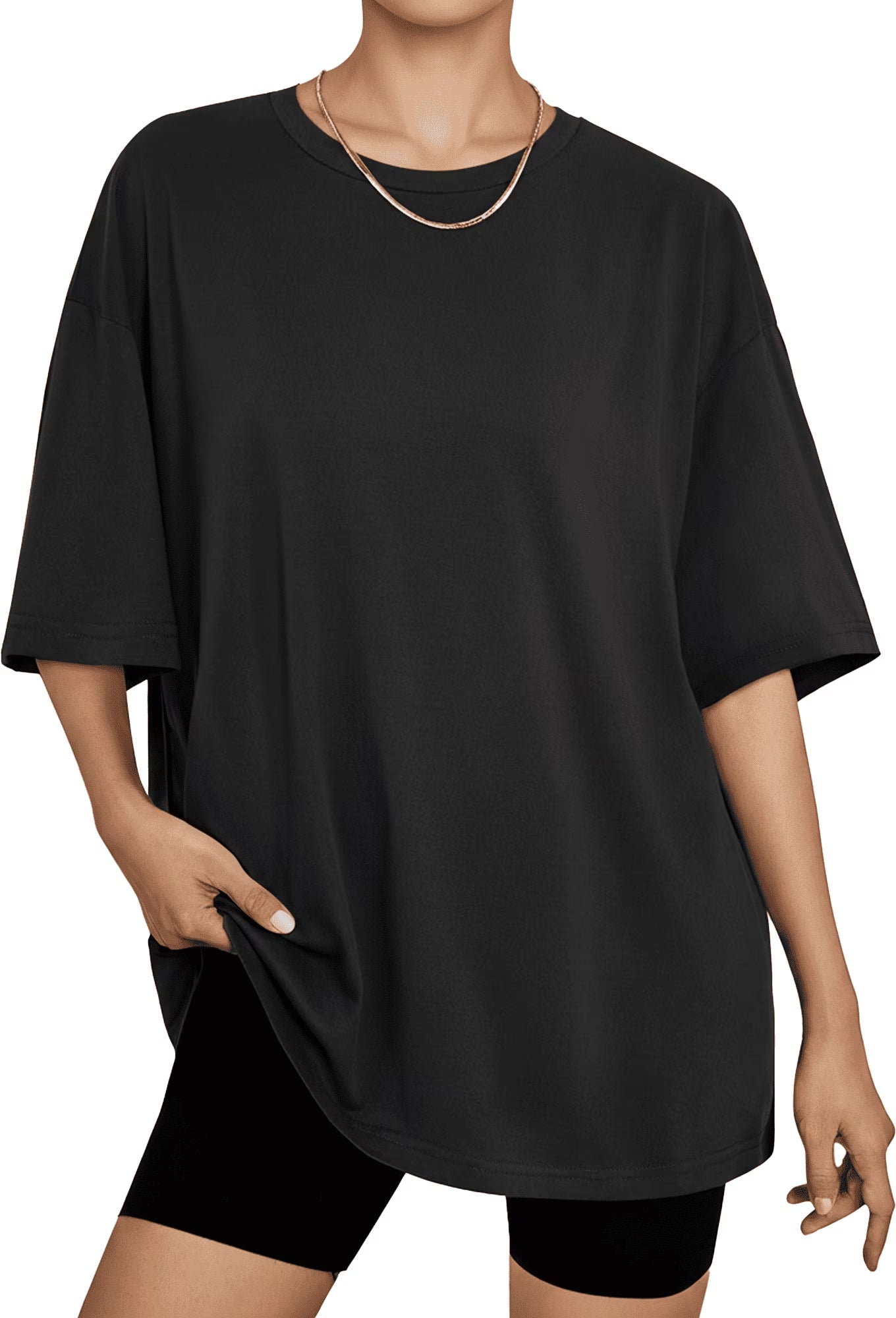 SOMER Womens Shirts Oversized Tshirts for Women Short Sleeve V Neck Slit Hem Summer Tops Gray Workout T Shirts Loose Fit Basic Tee