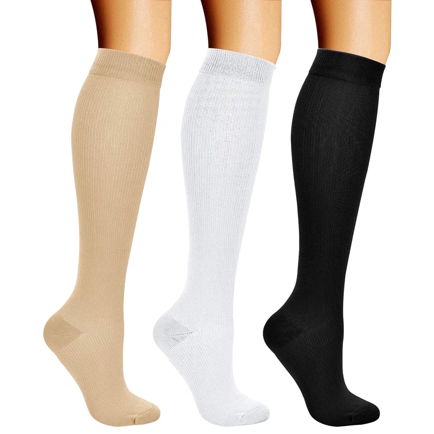 SOMER 3 Pairs Socks for Women & Men Knee High Socks is Best Support for Running, Travel and Cycling, Black