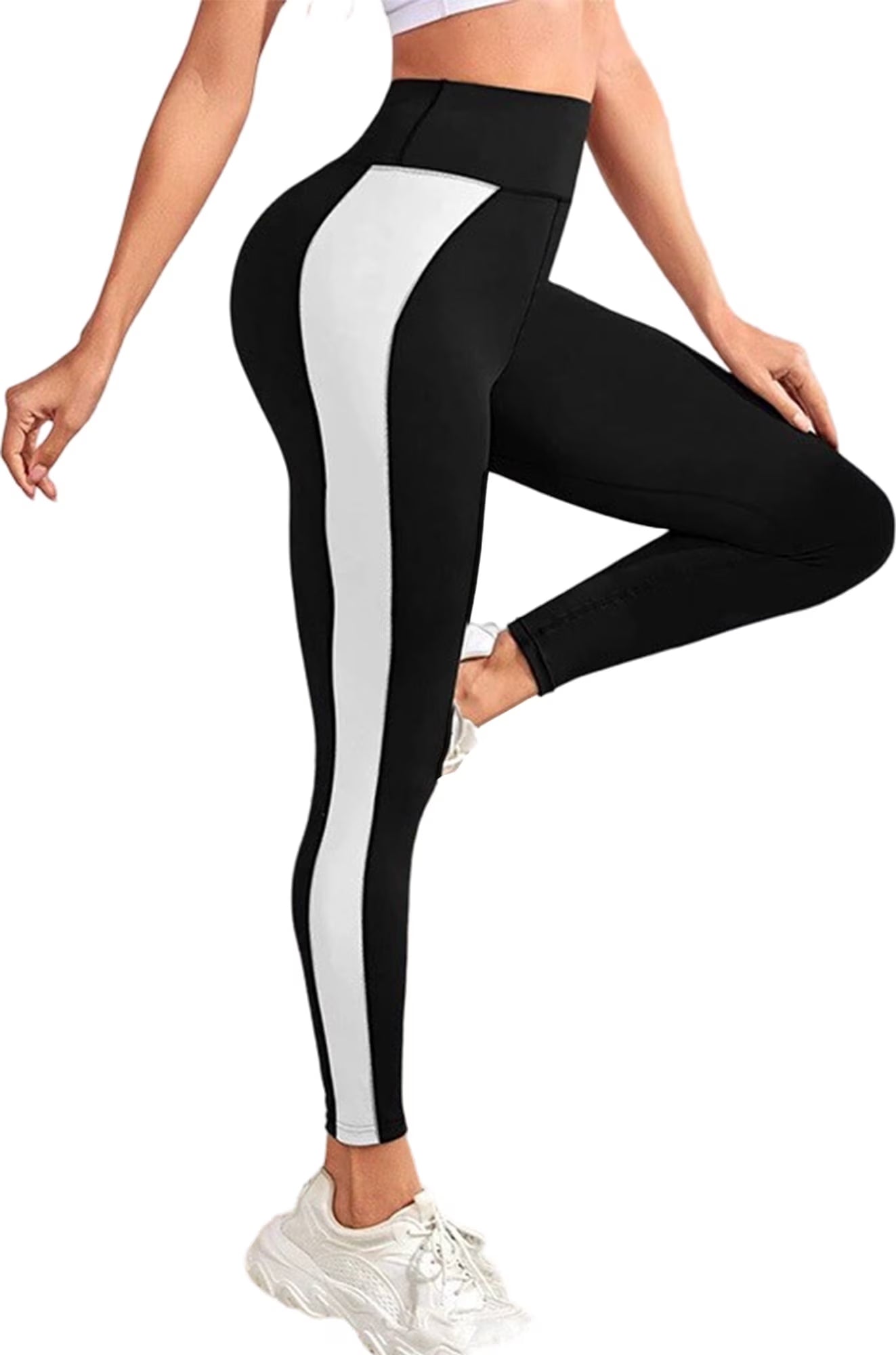 SOMER Women's Leggings Yoga Pants High Waisted Tummy Control Athletic Workout Color Blocking Pants