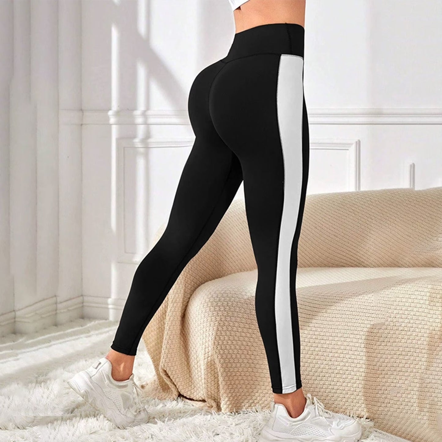 SOMER Women's Leggings Yoga Pants High Waisted Tummy Control Athletic Workout Color Blocking Pants