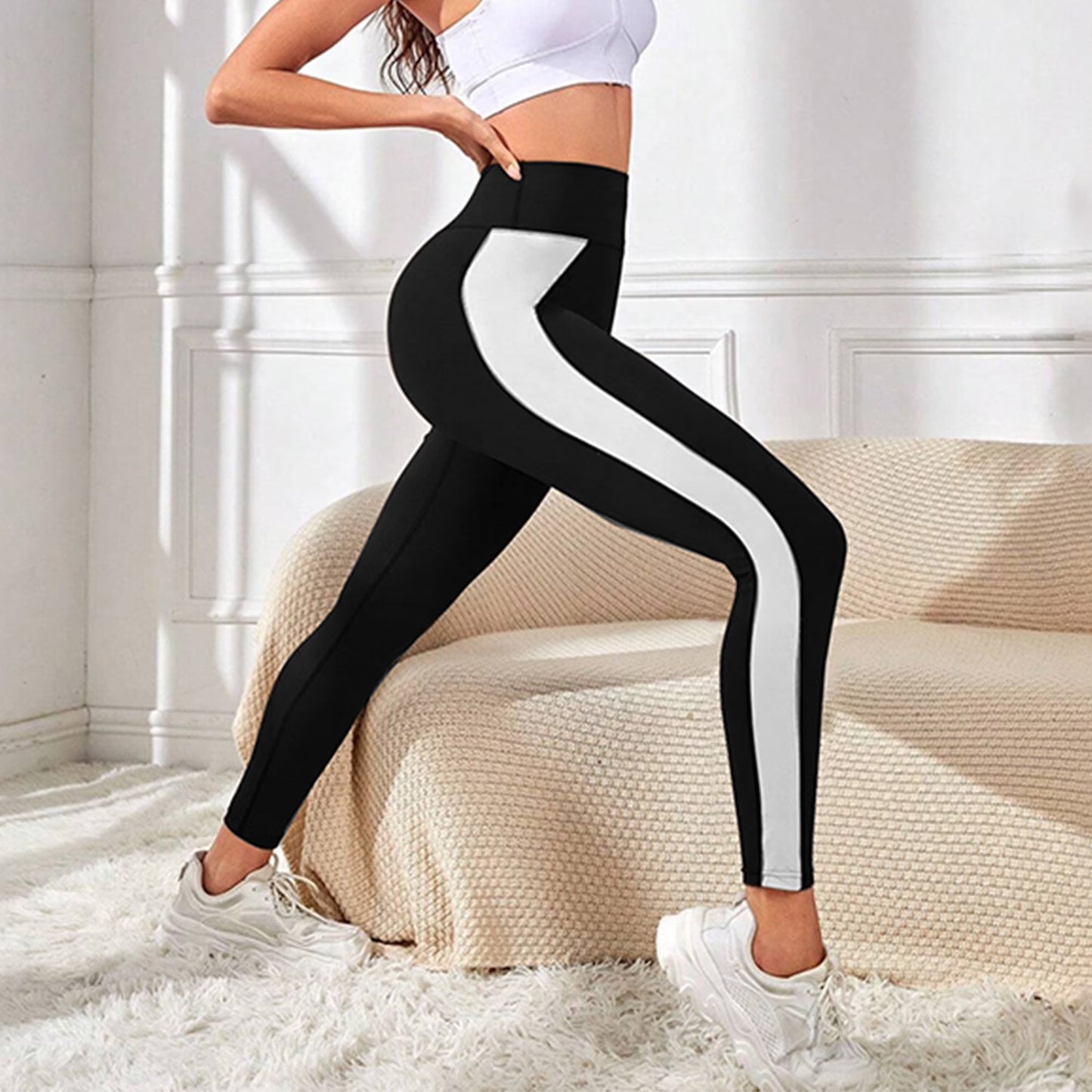 SOMER Women's Leggings Yoga Pants High Waisted Tummy Control Athletic Workout Color Blocking Pants