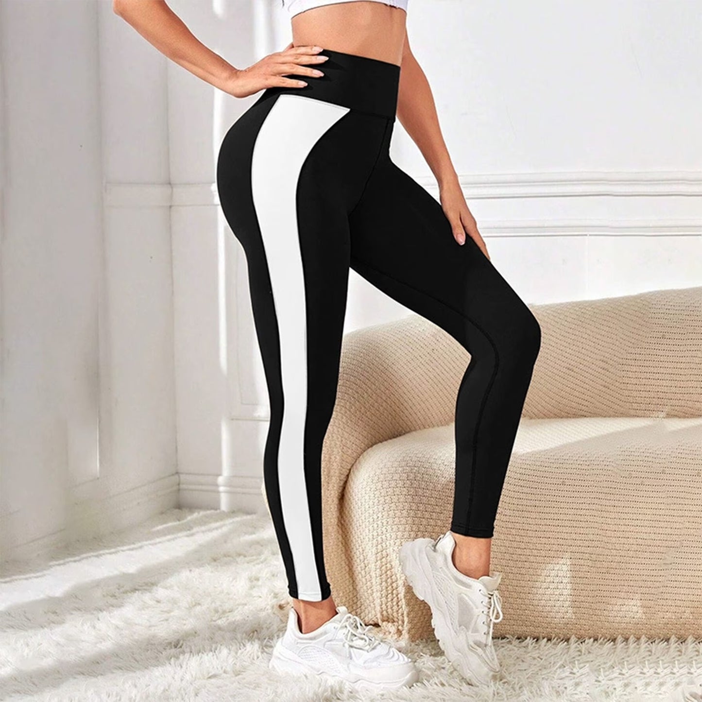 SOMER Women's Leggings Yoga Pants High Waisted Tummy Control Athletic Workout Color Blocking Pants