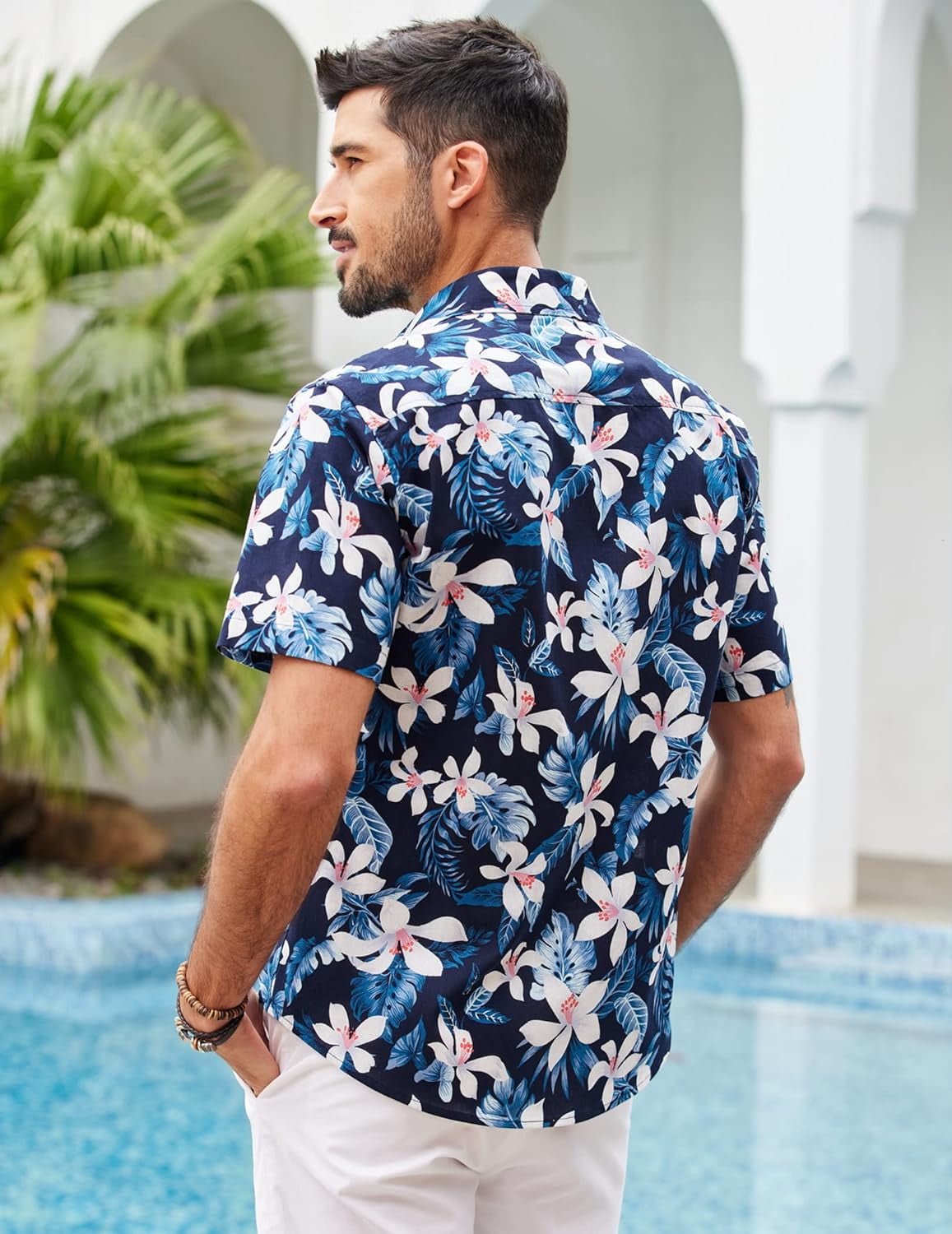 SOMER Men's Hawaiian Shirts Short Sleeve Button Down Beach Shirt Casual Floral Dress Summer Shirt