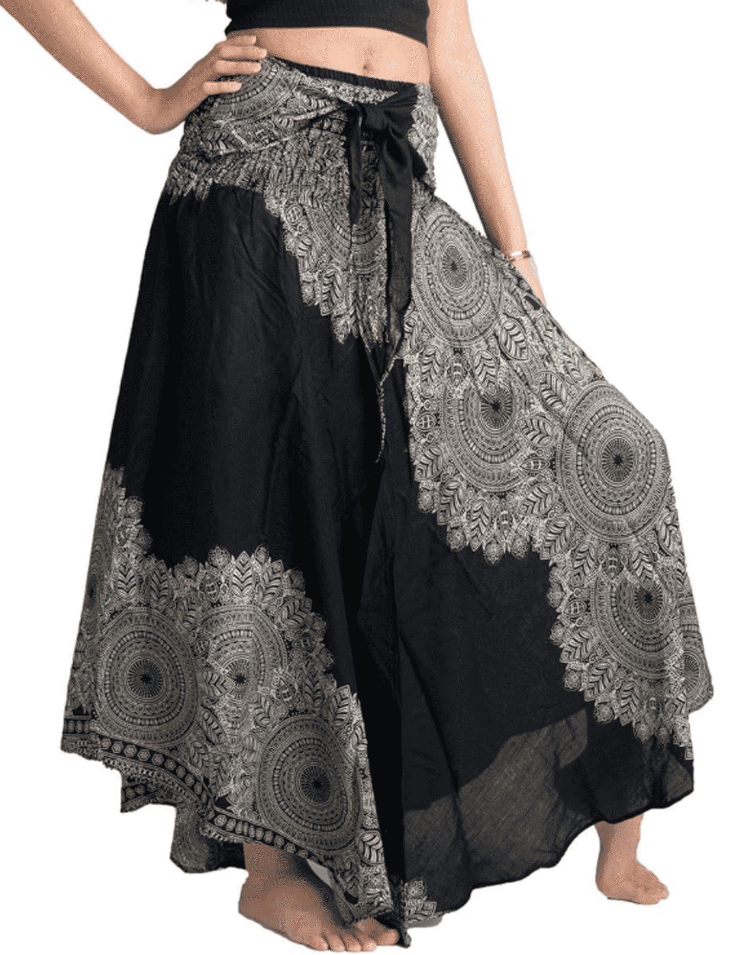 SOMER Womens Summer Skirt Floral Print Boho Maxi Skirt Elastic High Waist Pleated Ruffle Flowy Long Skirts S