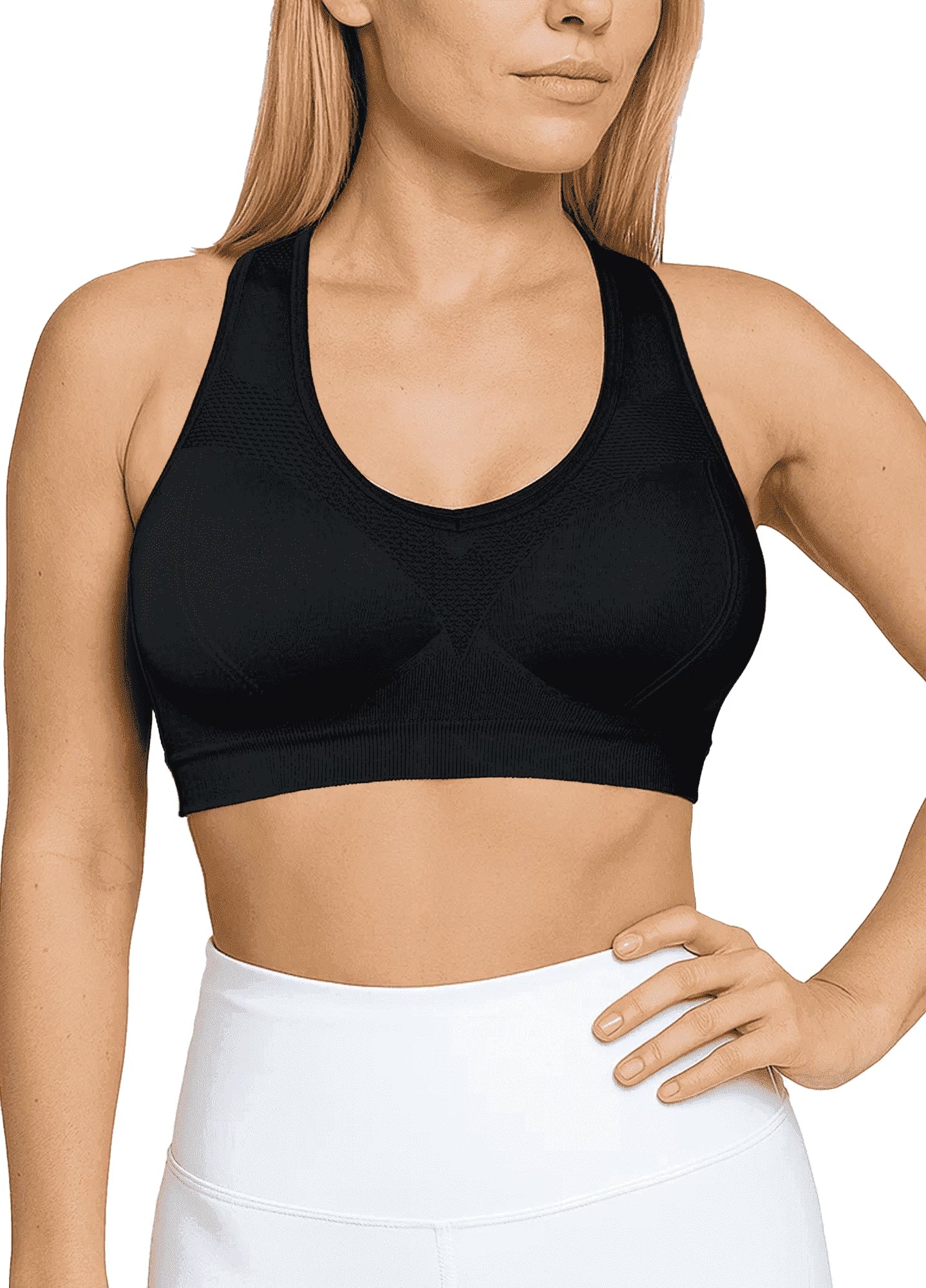 SOMER Women’s Sports Bra Strappy Back Padded Seamless Workout Bra High Impact Support Stretchy Yoga Tank Top for Gym Running Fitness