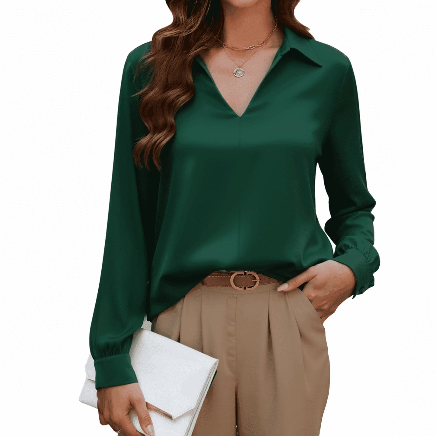 SOMER Women's Blouses Long Sleeve Casual Button Down Shirts with Pocket Going Out Tops,2025 Fall