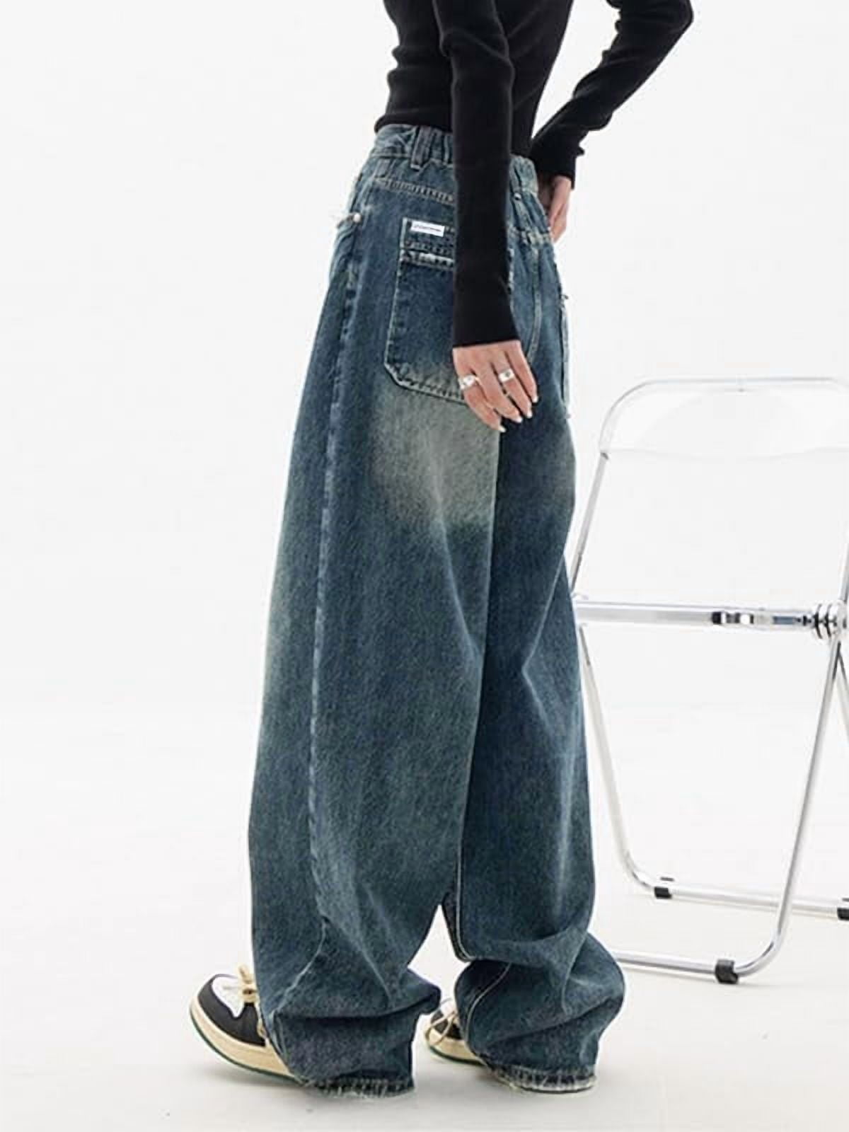 SOMER Women’s Wide Leg Baggy Jeans High Waisted Loose Boyfriend Denim Pants Y2K Vintage Casual Streetwear Trousers Dark Blue