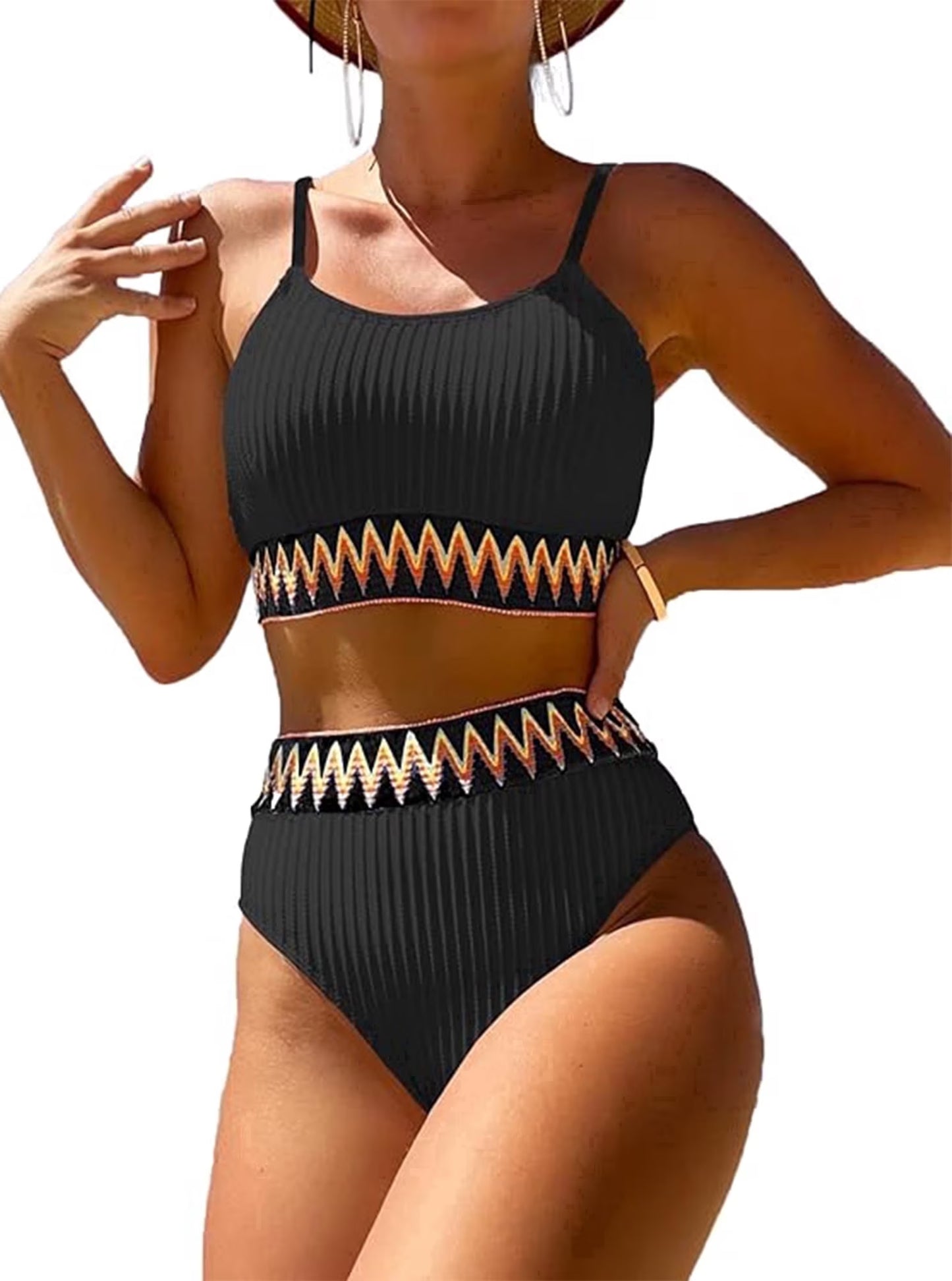 SOMER Women's High Waisted Bikini Sets Two Piece Swimsuits Swim Skirt Mesh Sarong Wraps Bathing Suit