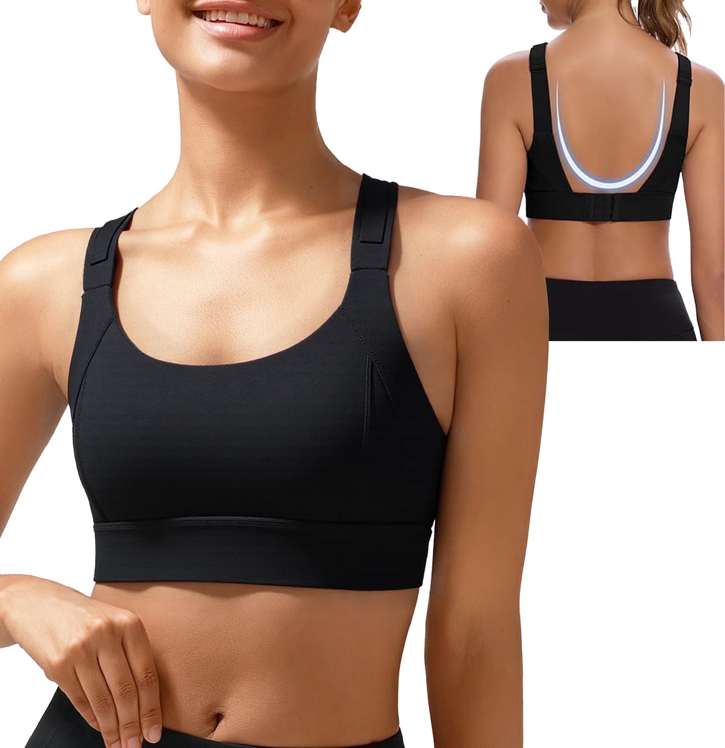 SOMER Women’s Sports Bra Strappy Back Padded Seamless Workout Bra High Impact Support Stretchy Yoga Tank Top for Gym Running Fitness