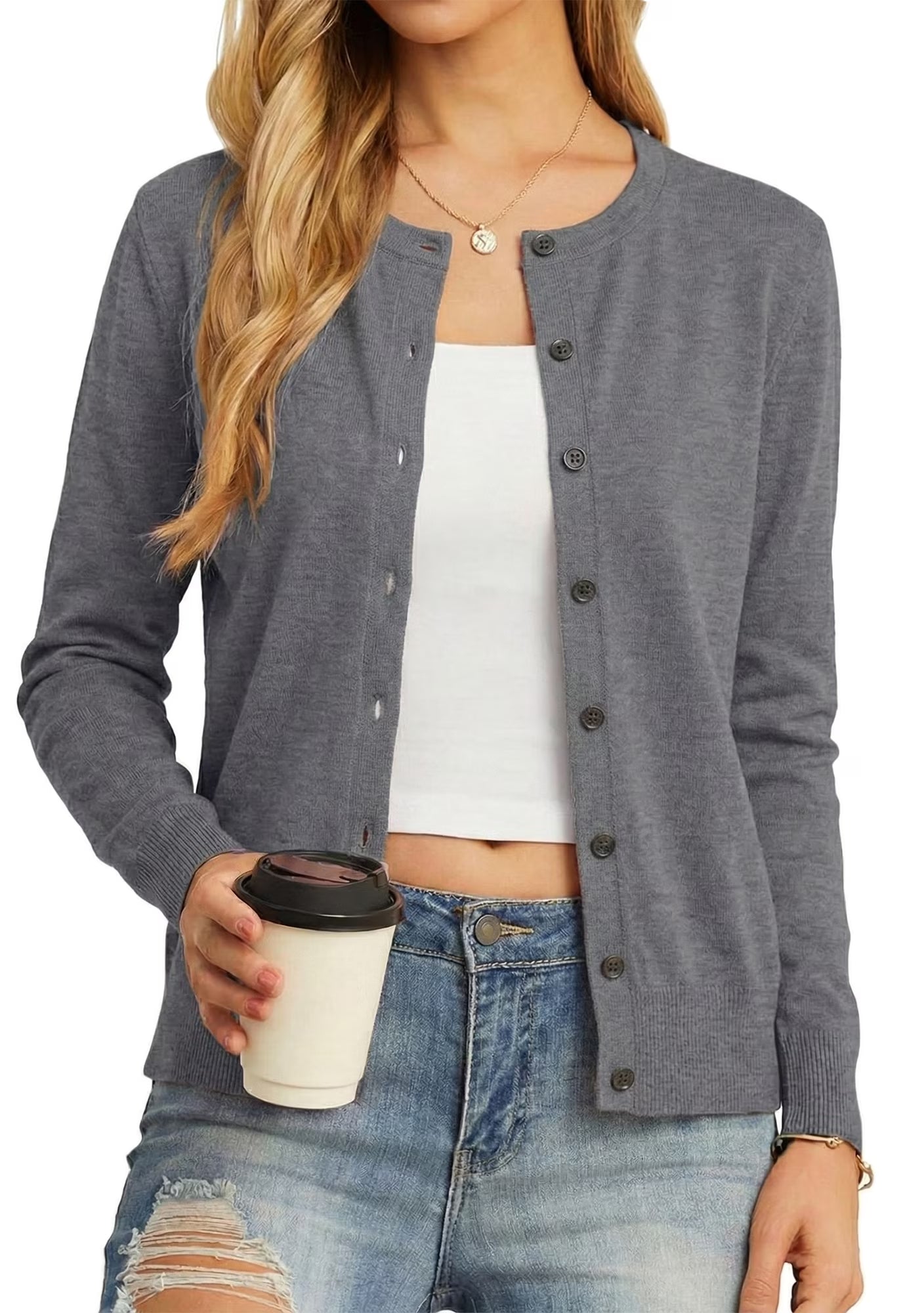 Women’s Long Sleeve Open Front Cardigan Casual Lightweight Knit Sweater