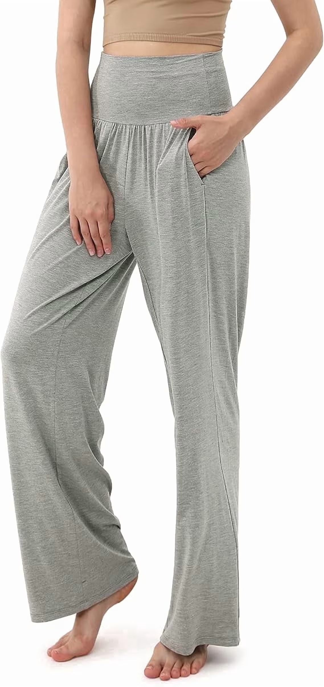 SOMER Wide Leg Pants for Women Cropped Sweatpants Flowy Palazzo Dresses Yoga Pants Athleisure Work Lounge Pants Comfy Casual with Drawstring Pocket Black