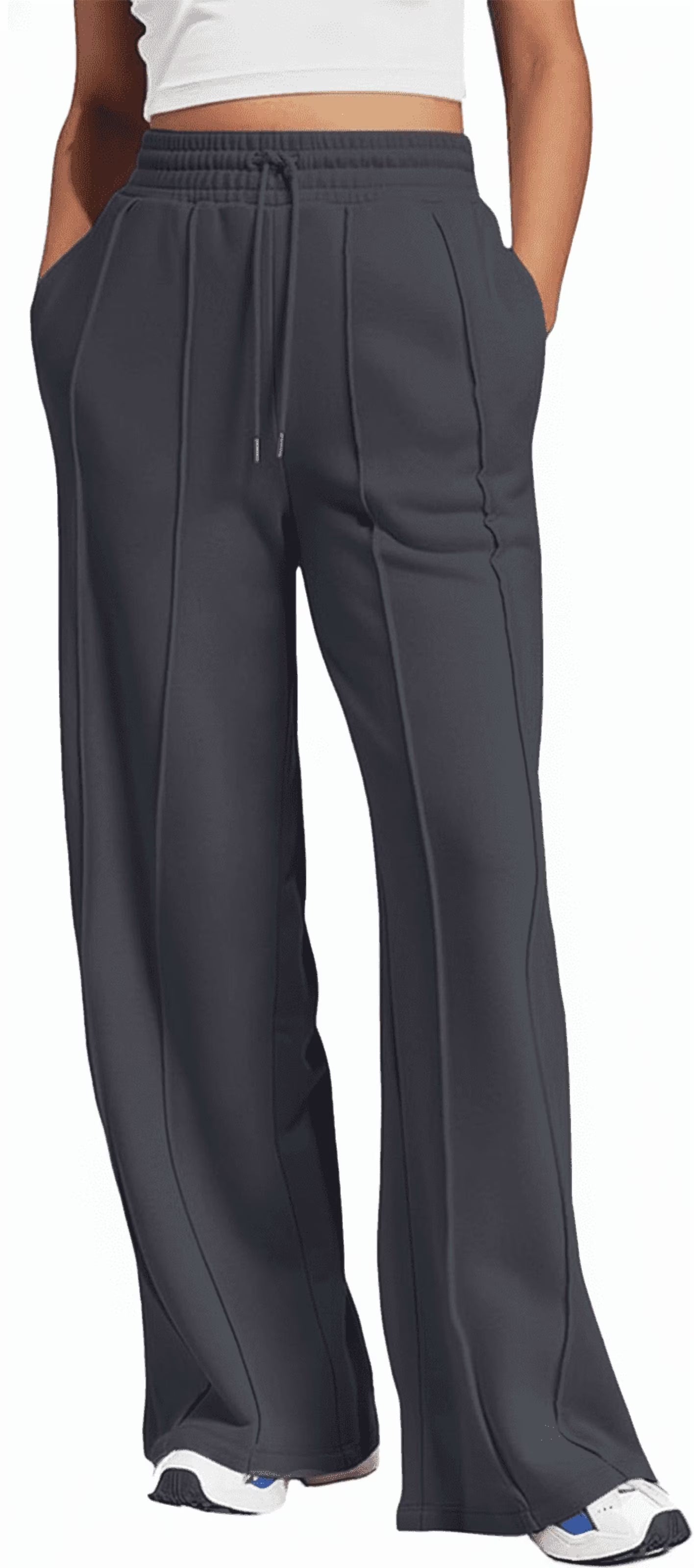 SOMER Yoga Sweatpants High Waisted for Women Elastic Elevated Seams Wide Leg Lightweight Drawstring Loose Joggers Long Pants with Pockets