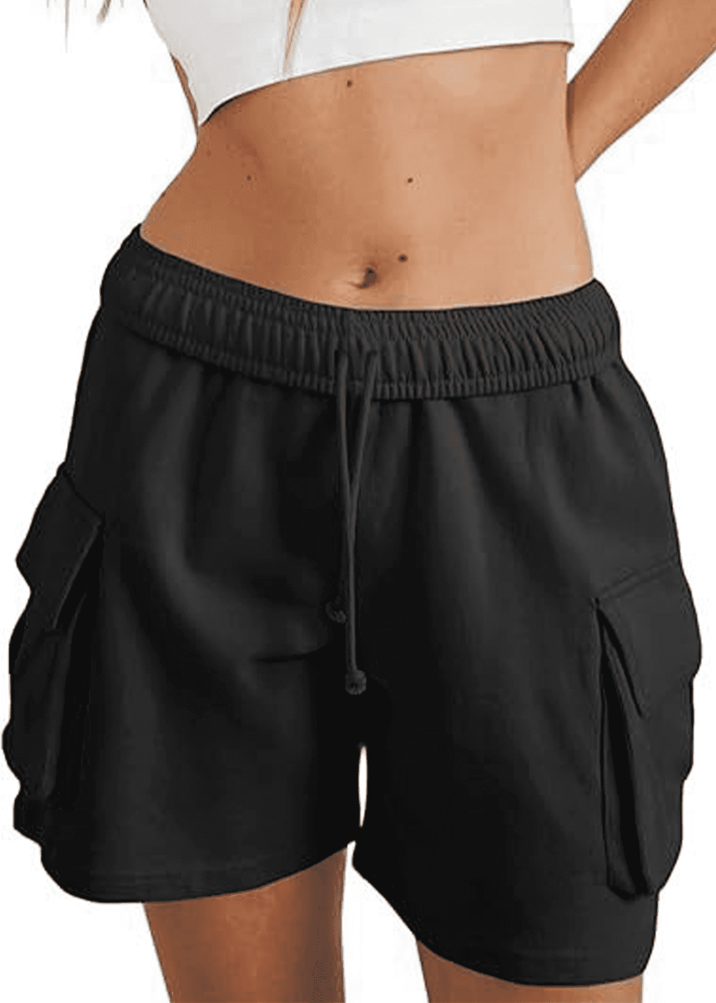 SOMER Women’s Outdoor Cargo Shorts Lightweight Running, Hiking Biker Shorts with Pockets, Black