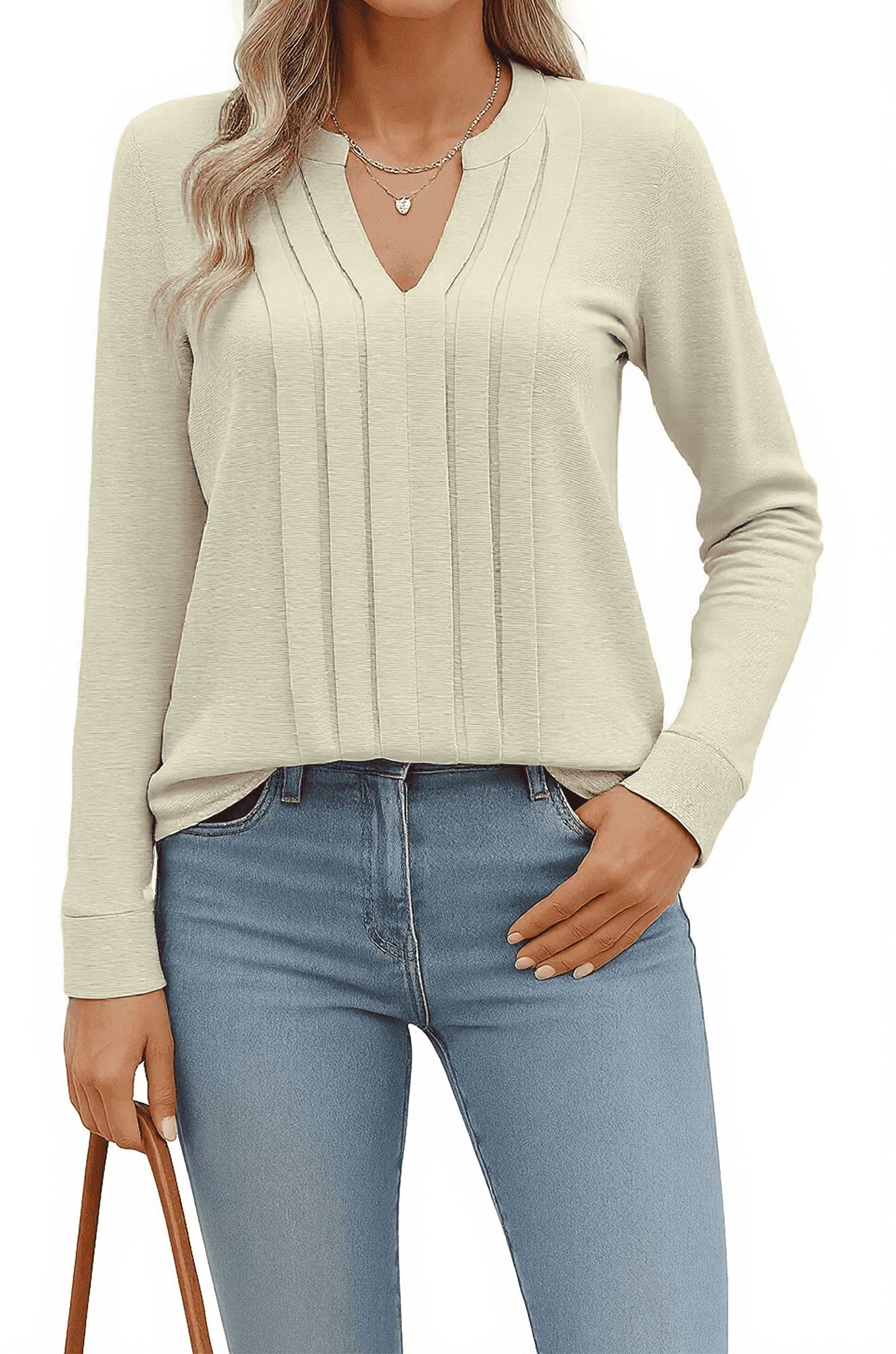 SOMER Tops for Women Dressy Casual Blouse Long Sleeve Floral Pleated Going Out Shirts,2025 Fall