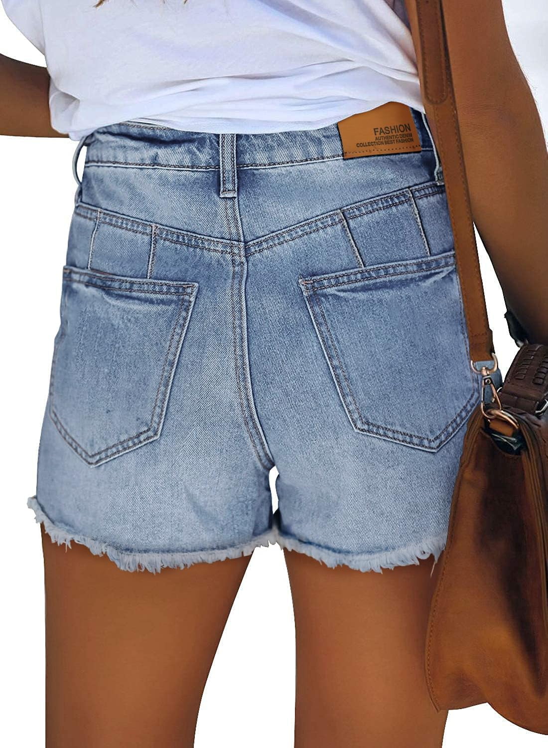 SOMER Women's Jean Shorts Mid Waisted Stretchy Ripped Denim Jean Casual Summer Shorts with Pockets
