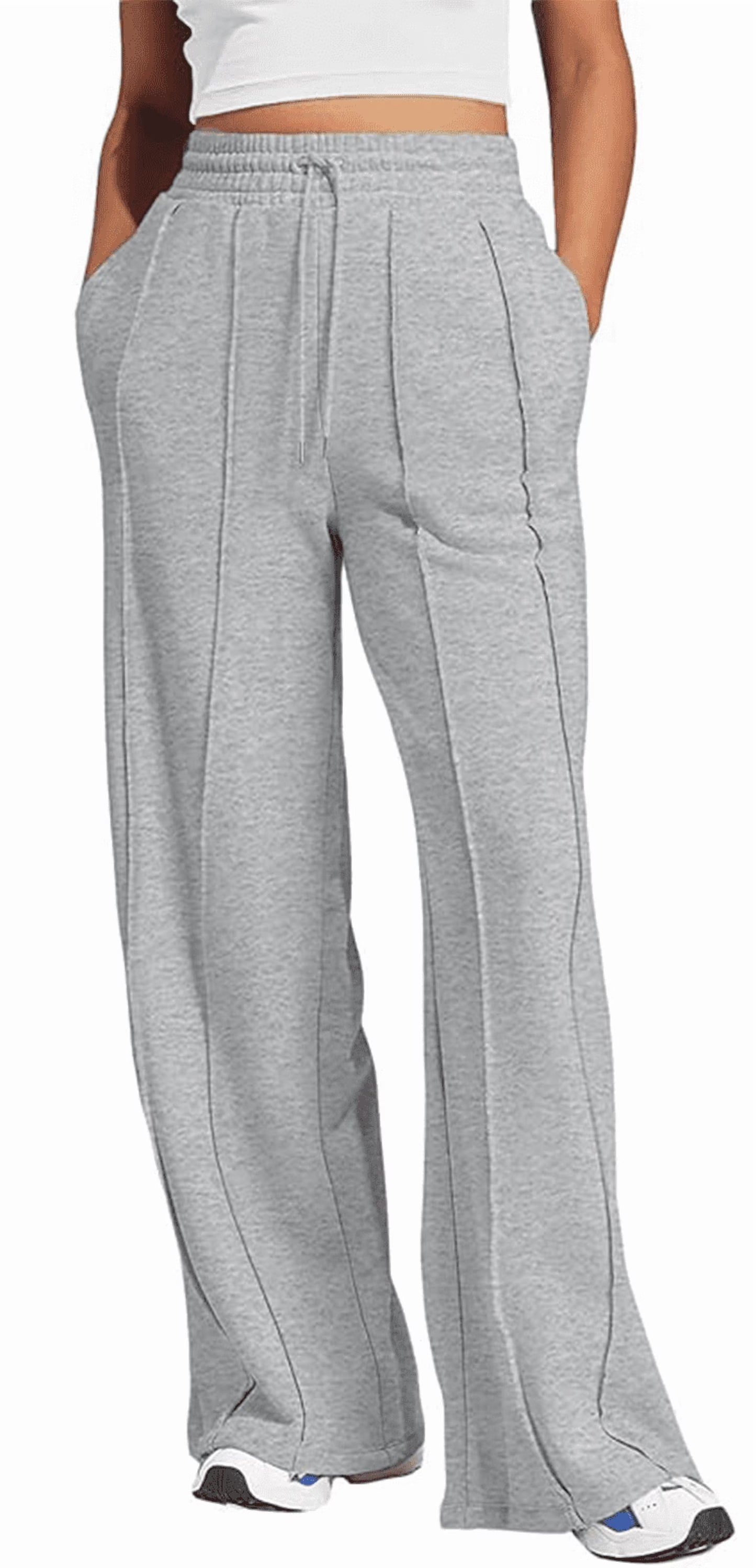 SOMER Yoga Sweatpants High Waisted for Women Elastic Elevated Seams Wide Leg Lightweight Drawstring Loose Joggers Long Pants with Pockets