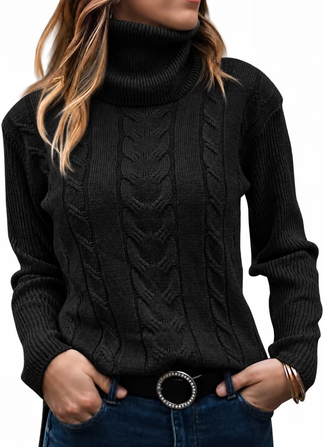 SOMER Sweaters for Women Casual Turtleneck Long Sleeve Loose Knit Pullover Sweater Fall Winter Clothes