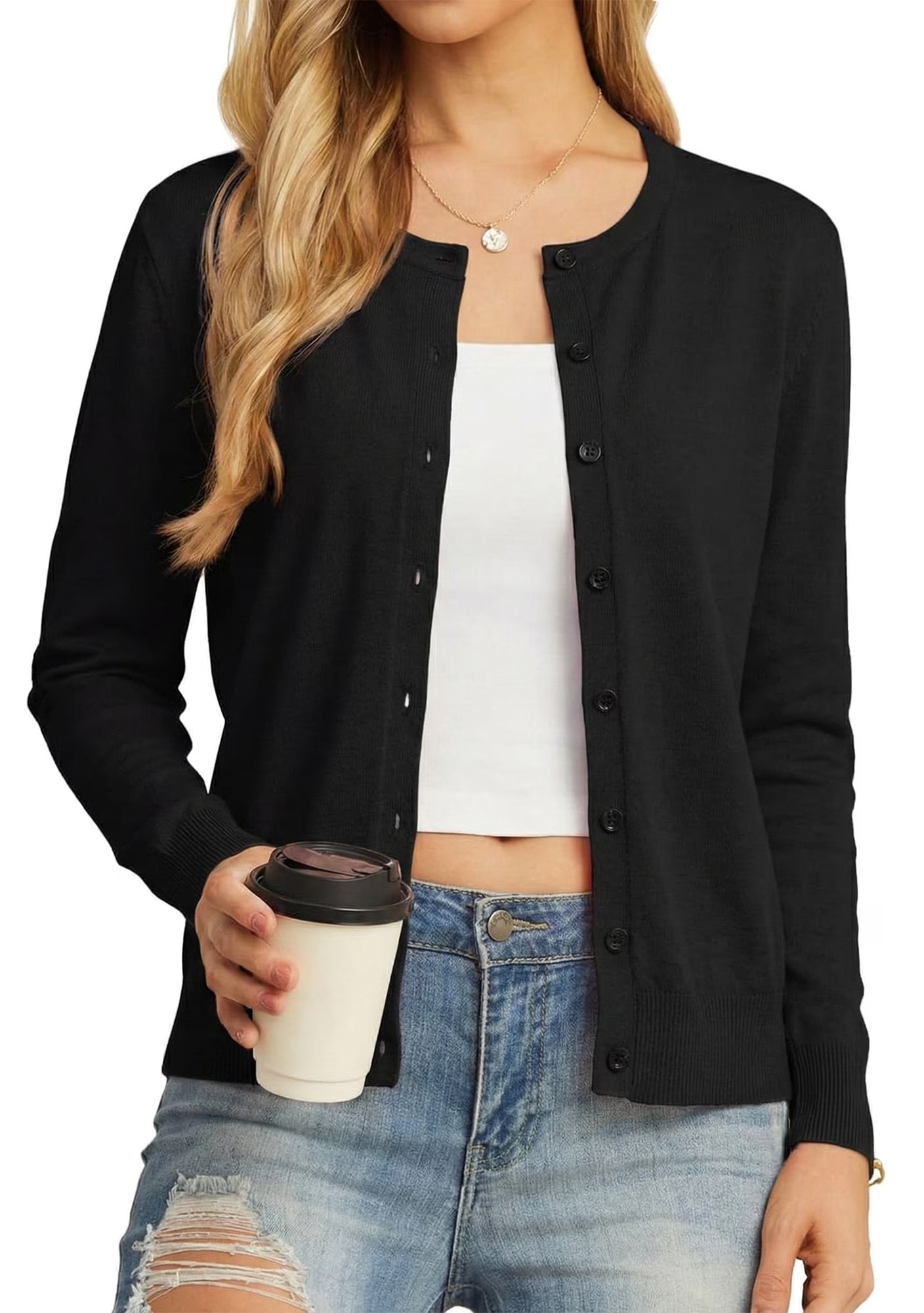 Women’s Long Sleeve Open Front Cardigan Casual Lightweight Knit Sweater