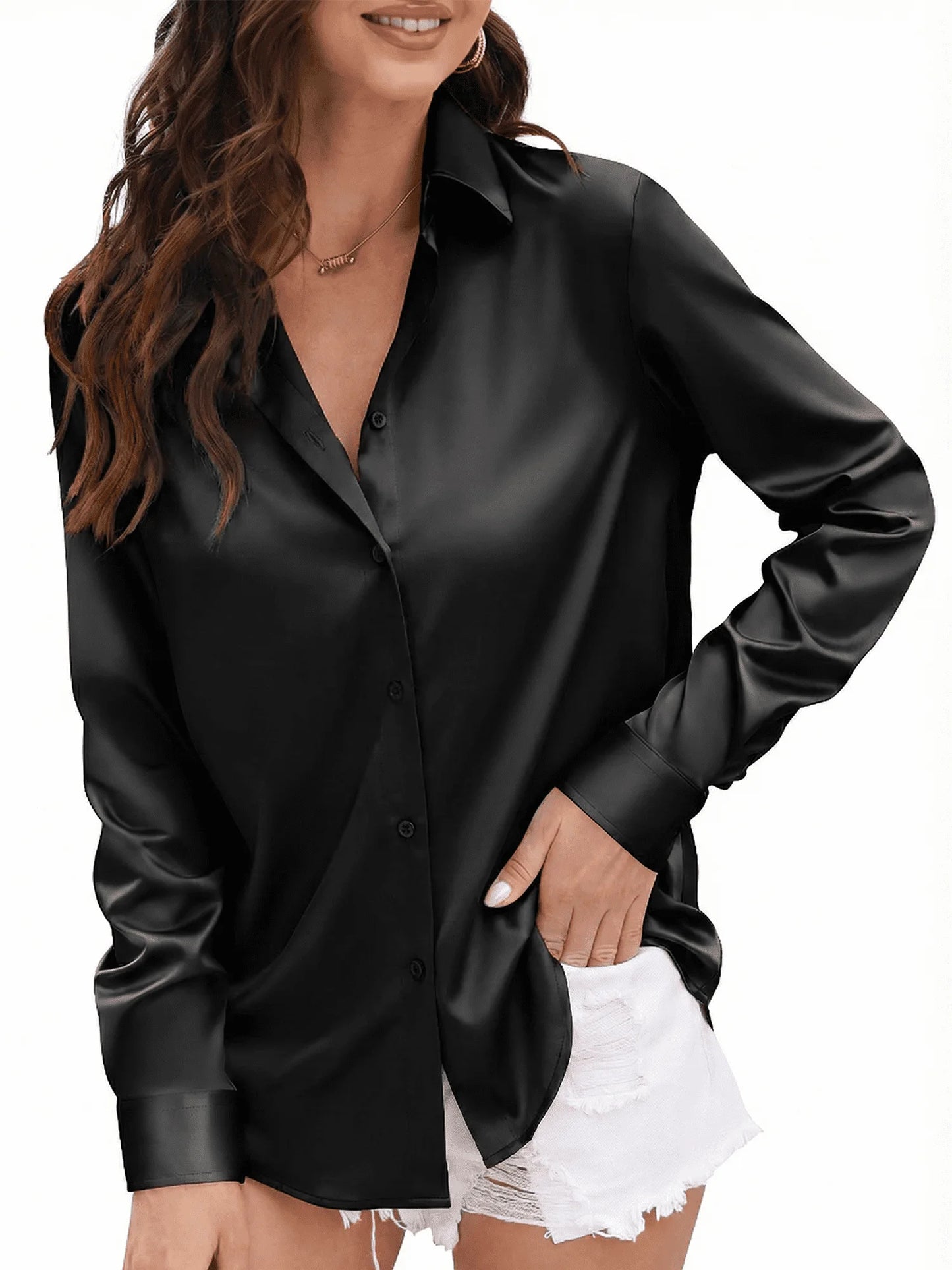 SOMER Women's Blouses Long Sleeve Casual Button Down Shirts with Pocket Going Out Tops,2025 Fall