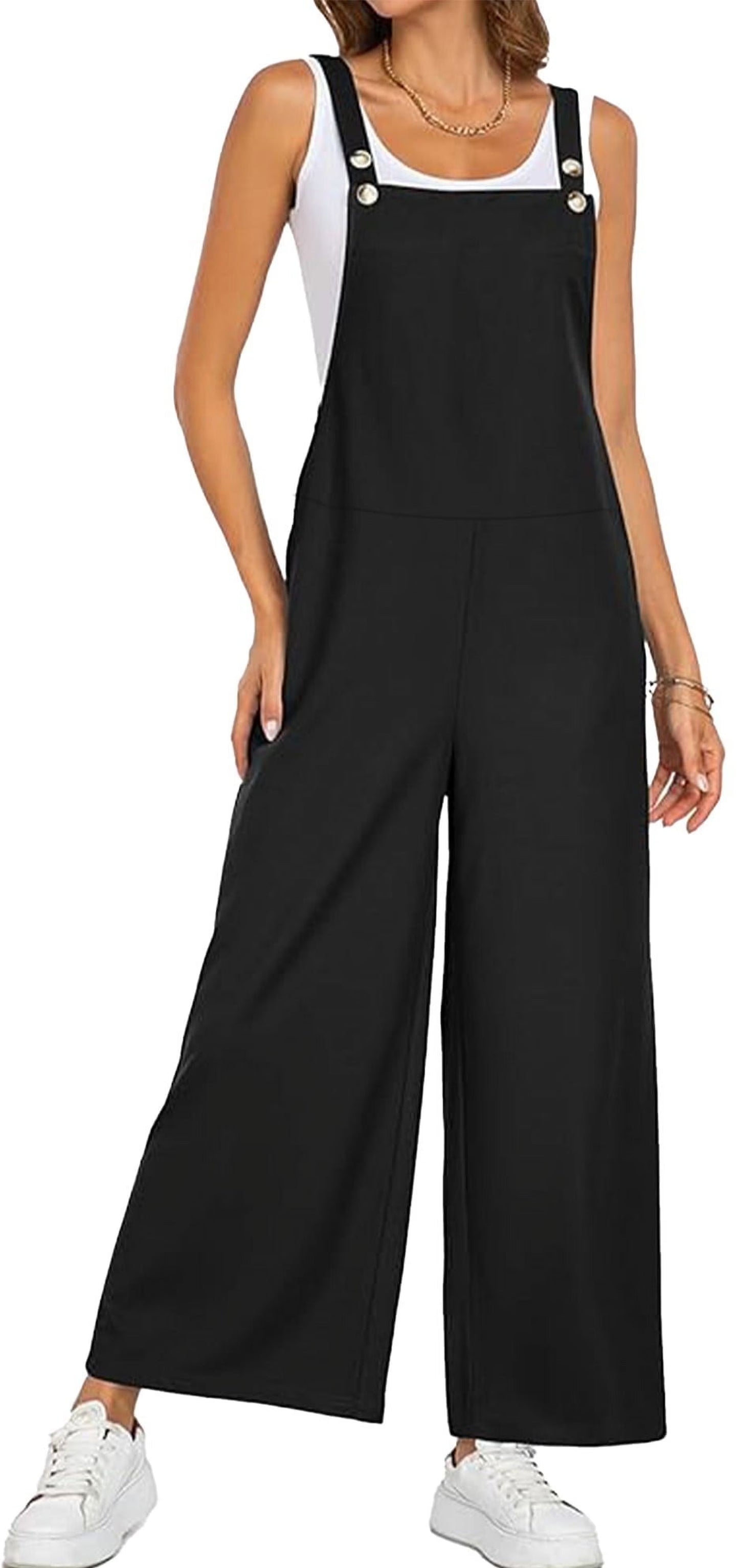 SOMER Women’s Jumpsuit Overalls Adjustable Strap Loose Fit Romper with Pockets Casual Bib-Style Maternity Friendly Plus Size