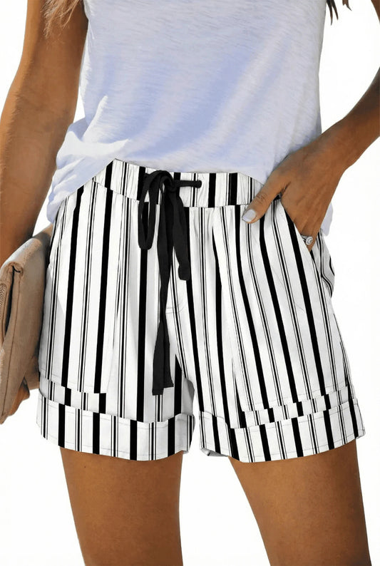 SOMER Striped Shorts for Women with Pockets High Waisted Shorts Casual Comfy Elastic Waist Pants Drawstring Summer 2026