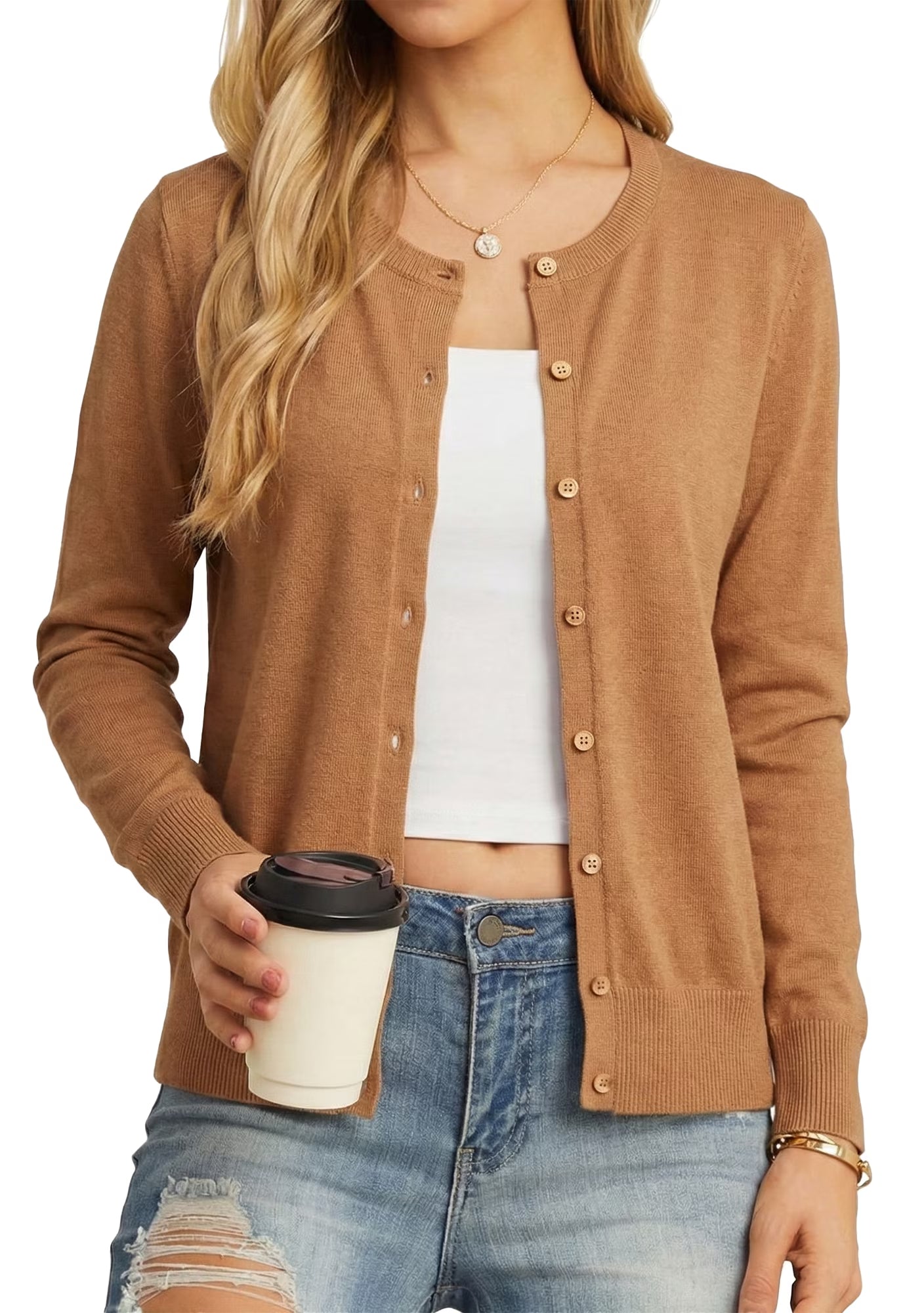 Women’s Long Sleeve Open Front Cardigan Casual Lightweight Knit Sweater