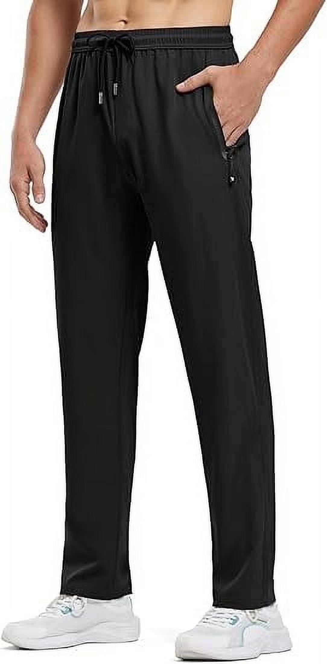 Men's Sweatpants Athletic Pants with Zipper Pockets Lightweight Hiking Exercise Pants Running Workout Sports Jogger Pants