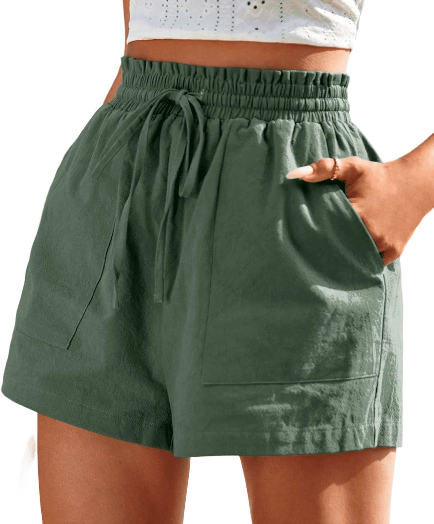 SOMER Biker Shorts for Women High Waisted Elastic Drawstring Lounge Comfy Casual Shorts with Pockets for Summer Beach Vacation 2025