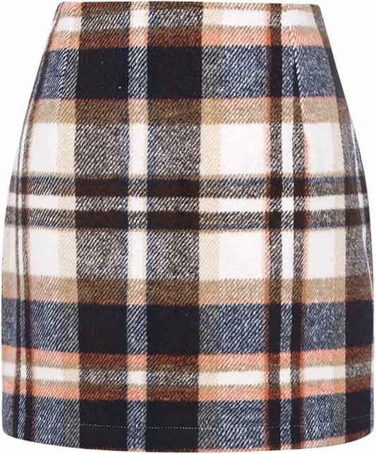 SOMER Women’s Plaid Skirt High Waist Mini Skirt Bodycon Pencil Short Skirts Casual Slim Fit Fall Fashion
