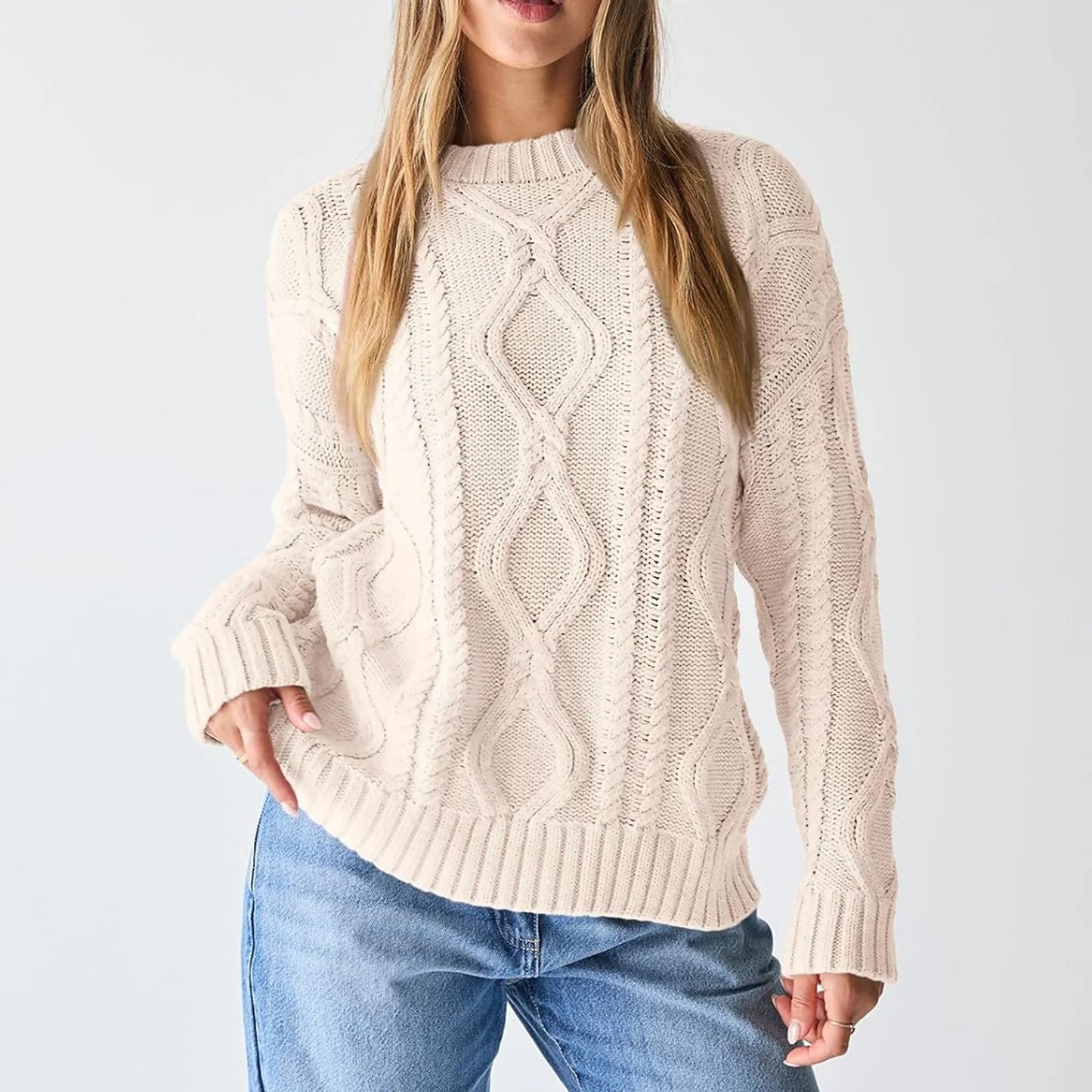 SOMER Sweaters for Women, Cable Knit Pullover Women Sweaters Cute Crew Neck, Fall Winter Chunky Cozy Women's Sweaters 2025