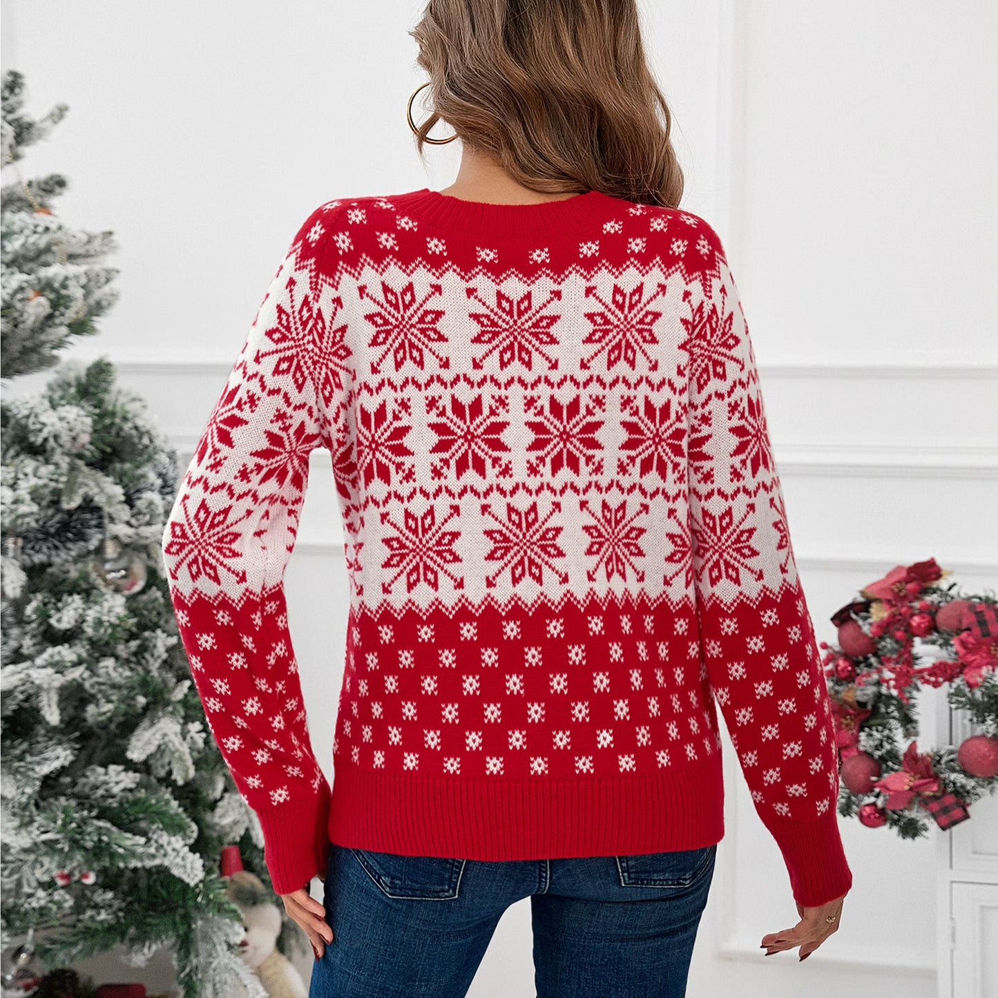 SOMER Women’s Ugly Christmas Sweater Snowflake Knit Pullover Long Sleeve Holiday Party Winter Warm Casual Top 2026