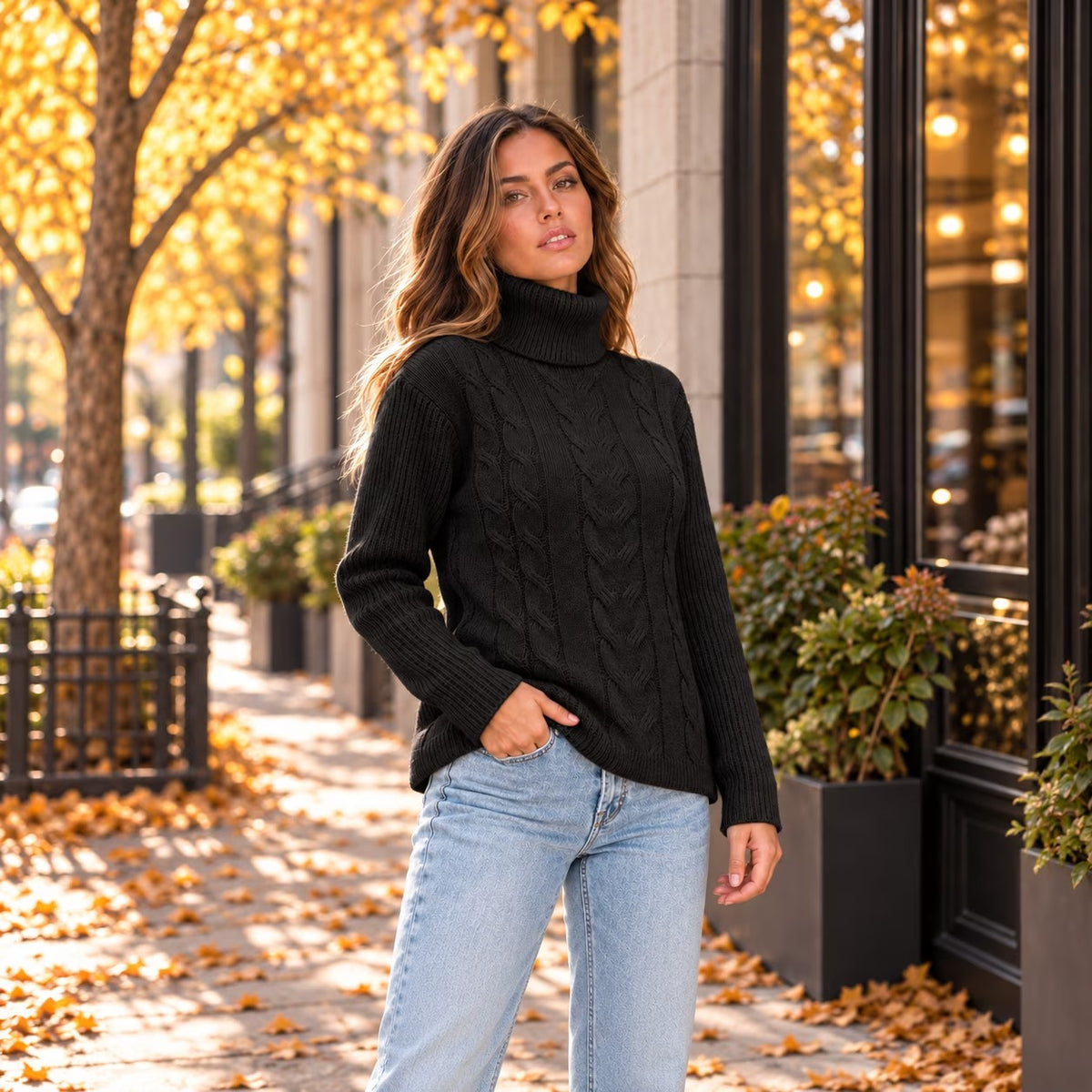SOMER Sweaters for Women Casual Turtleneck Long Sleeve Loose Knit Pullover Sweater Fall Winter Clothes