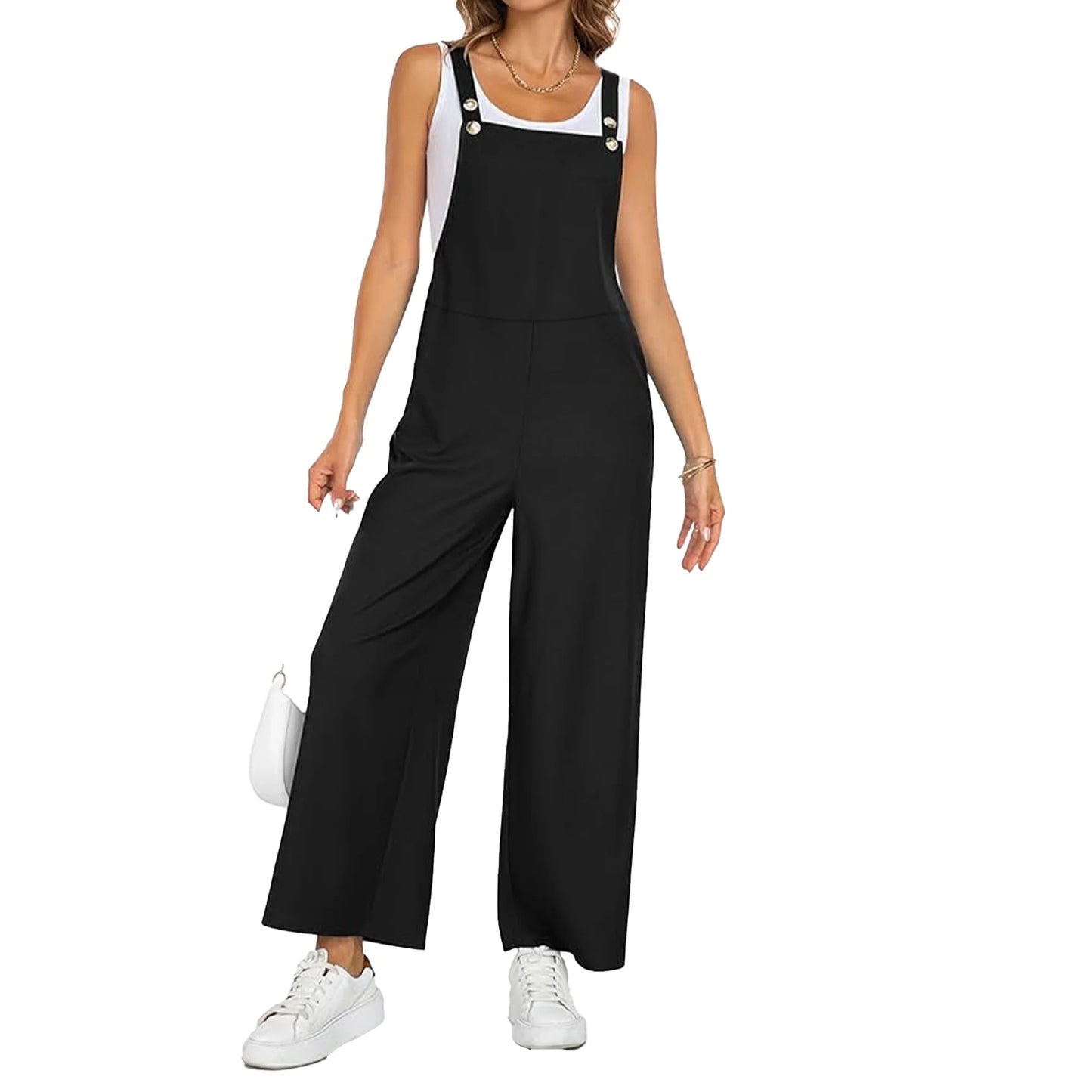 SOMER Women’s Jumpsuit Overalls Adjustable Strap Loose Fit Romper with Pockets Casual Bib-Style Maternity Friendly Plus Size