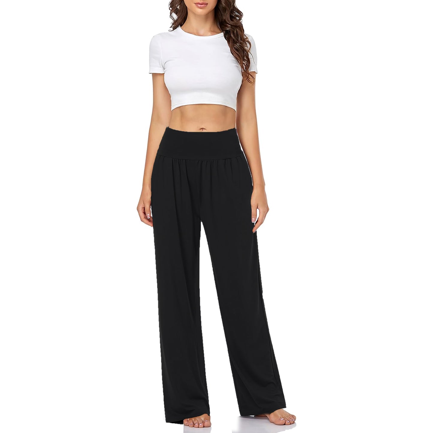 SOMER Wide Leg Yoga Pants for Women High Waisted Casual Loose Sweatpants Flowy Pants with Pockets