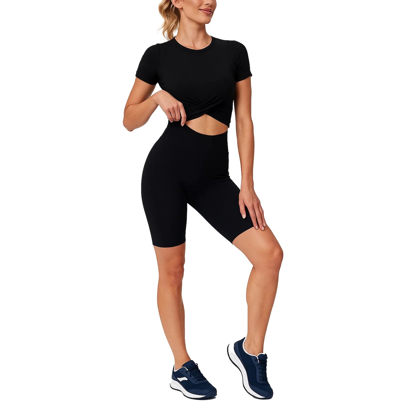 SOMER Women's Crop Tops Workout Gym Yoga Athletic Tank Tops for Women Short Sleeve Shirt Twist Front Design