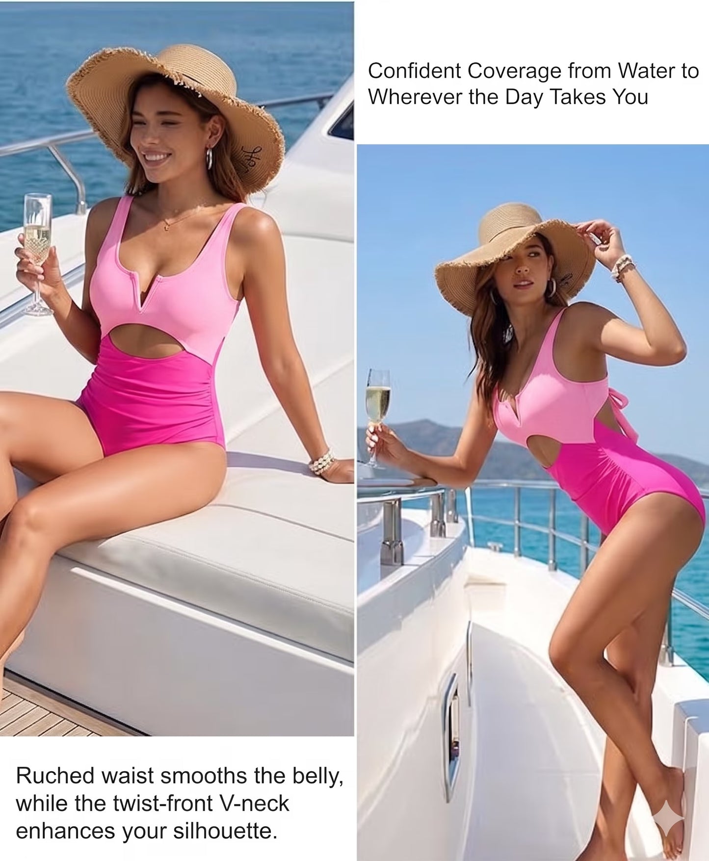 SOMER Women's One Piece Swimsuit Tummy Control Bathing Suits Cutout High Waisted Wrap Tie Back 1 Piece Swimwear