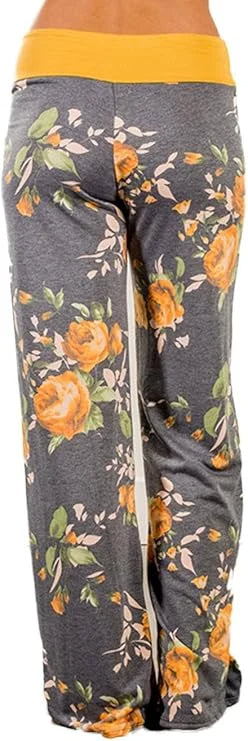 SOMER Lounge Pants for Women Casual Floral Wide Leg with Drawstring Comfy Palazzo Stretch Pajama Bottoms