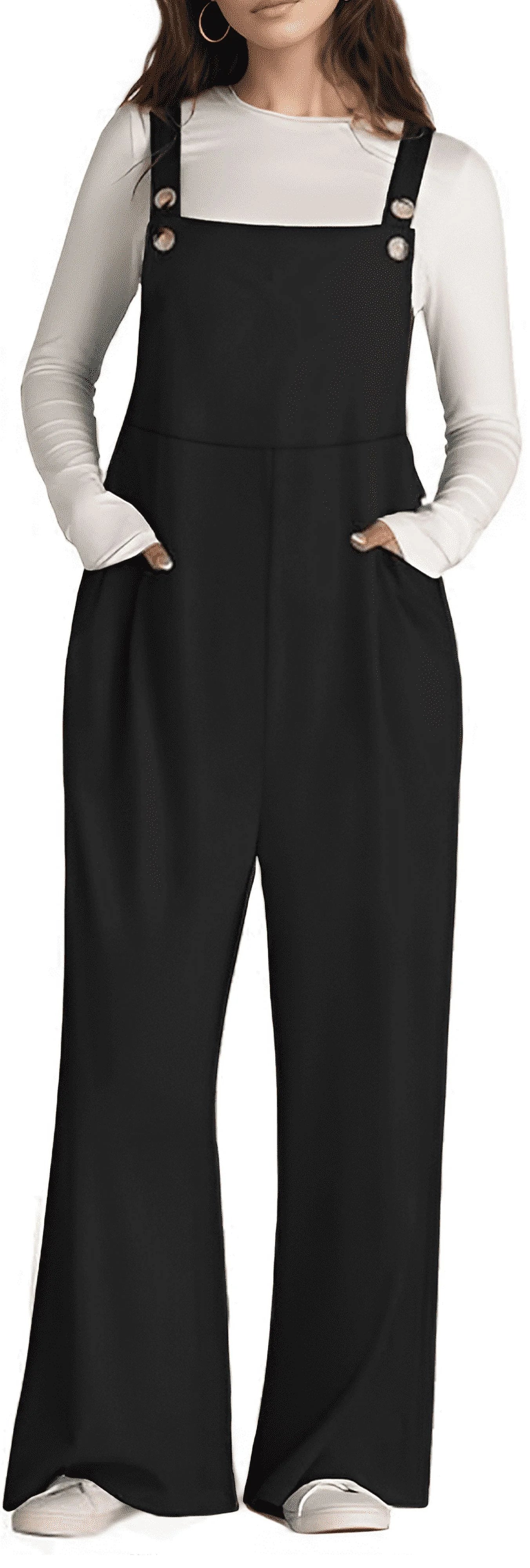 SOMER Women’s Jumpsuit Overalls Adjustable Strap Loose Fit Romper with Pockets Casual Bib-Style Maternity Friendly Plus Size