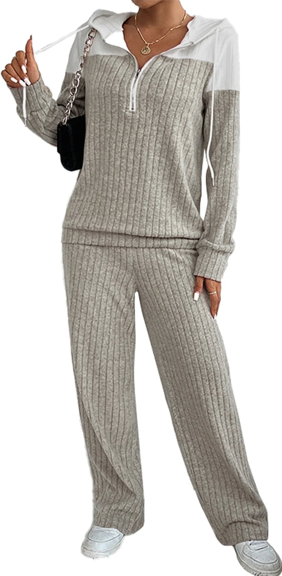 SOMER 2 piece workout lounge Sets for Women Fall Outfits 2025 Sweatsuit Long Sleeve Cute Zip-Up Pullover with Casual Wide Leg Sweatpants