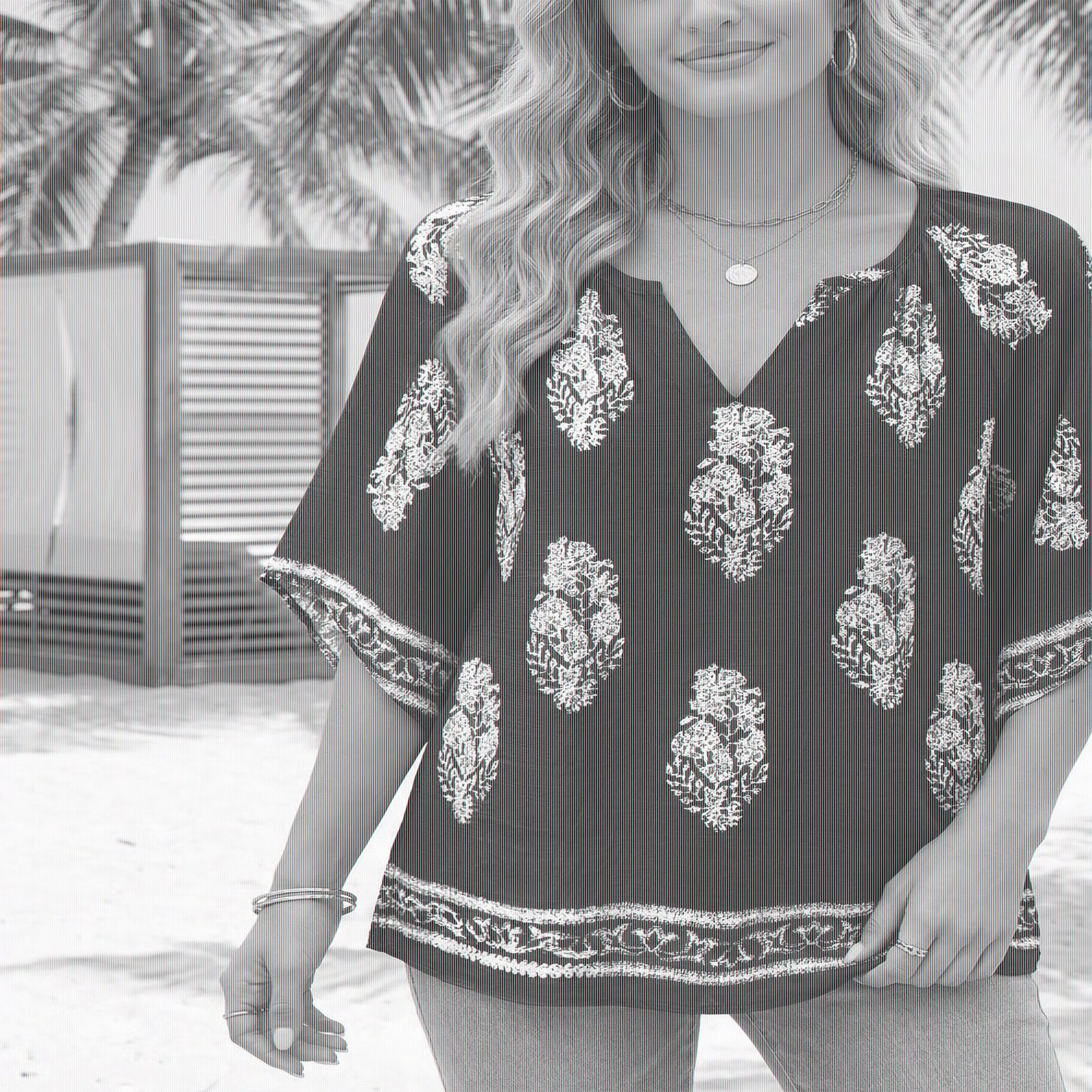 SOMER Boho Tops for Women 3/4 Sleeve V Neck Bohemian Blouses Casual Loose Fit Tunic Tops 2026
