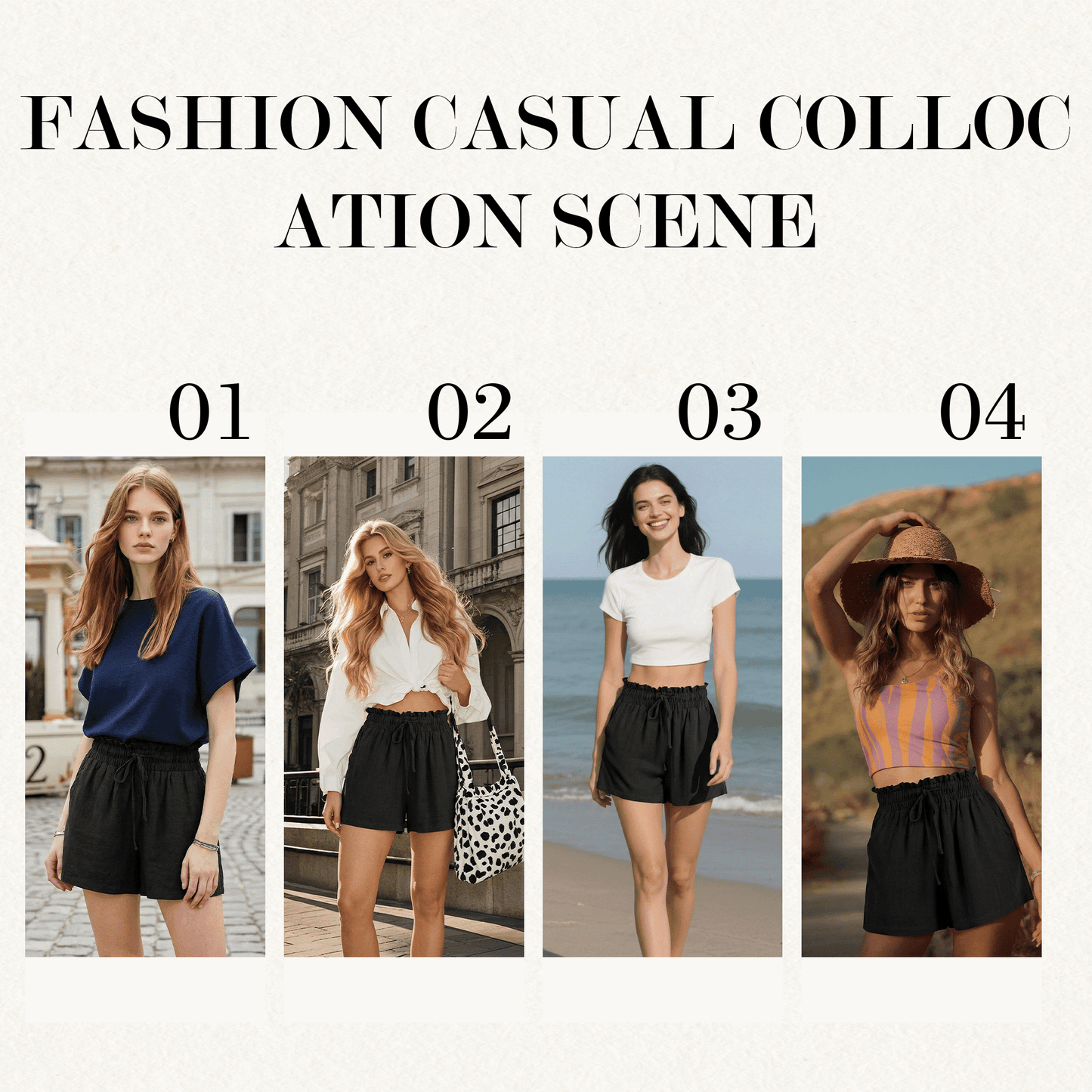 SOMER Shorts for Women High Waisted Casual Wide Leg Loose Drawstring Dressy Shorts Summer Beach Vacation Black
