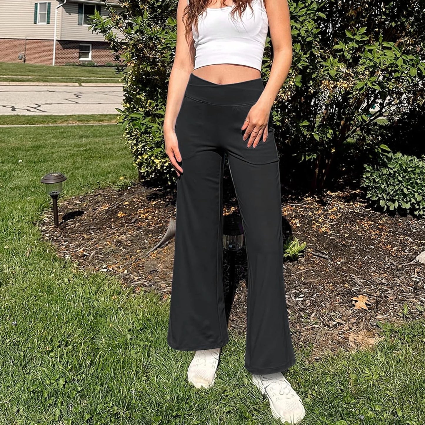 SOMER Women's Wide Leg Pants - Loose Yoga Pants with Pockets, Casual Lounge Pants for Women Crossover High Waisted