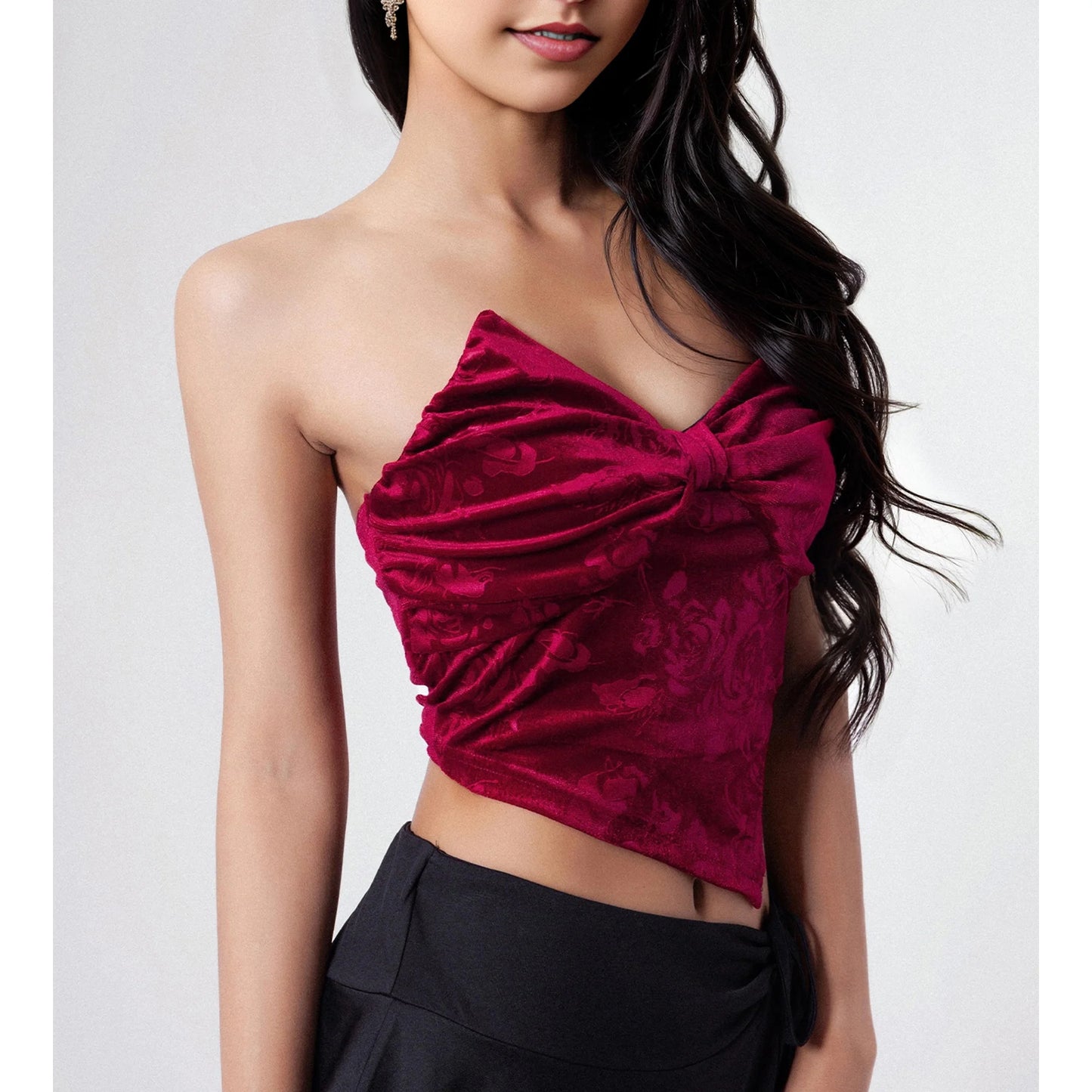 SOMER Tube Tops For Woman Summer Eyelet Bandeau Butterfly Knot Off Shoulder Top