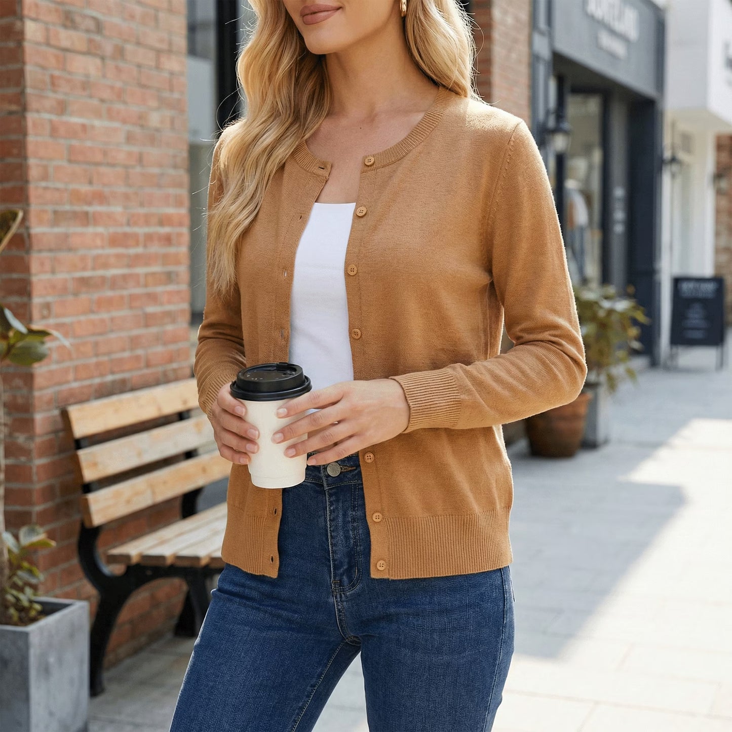 Women’s Long Sleeve Open Front Cardigan Casual Lightweight Knit Sweater